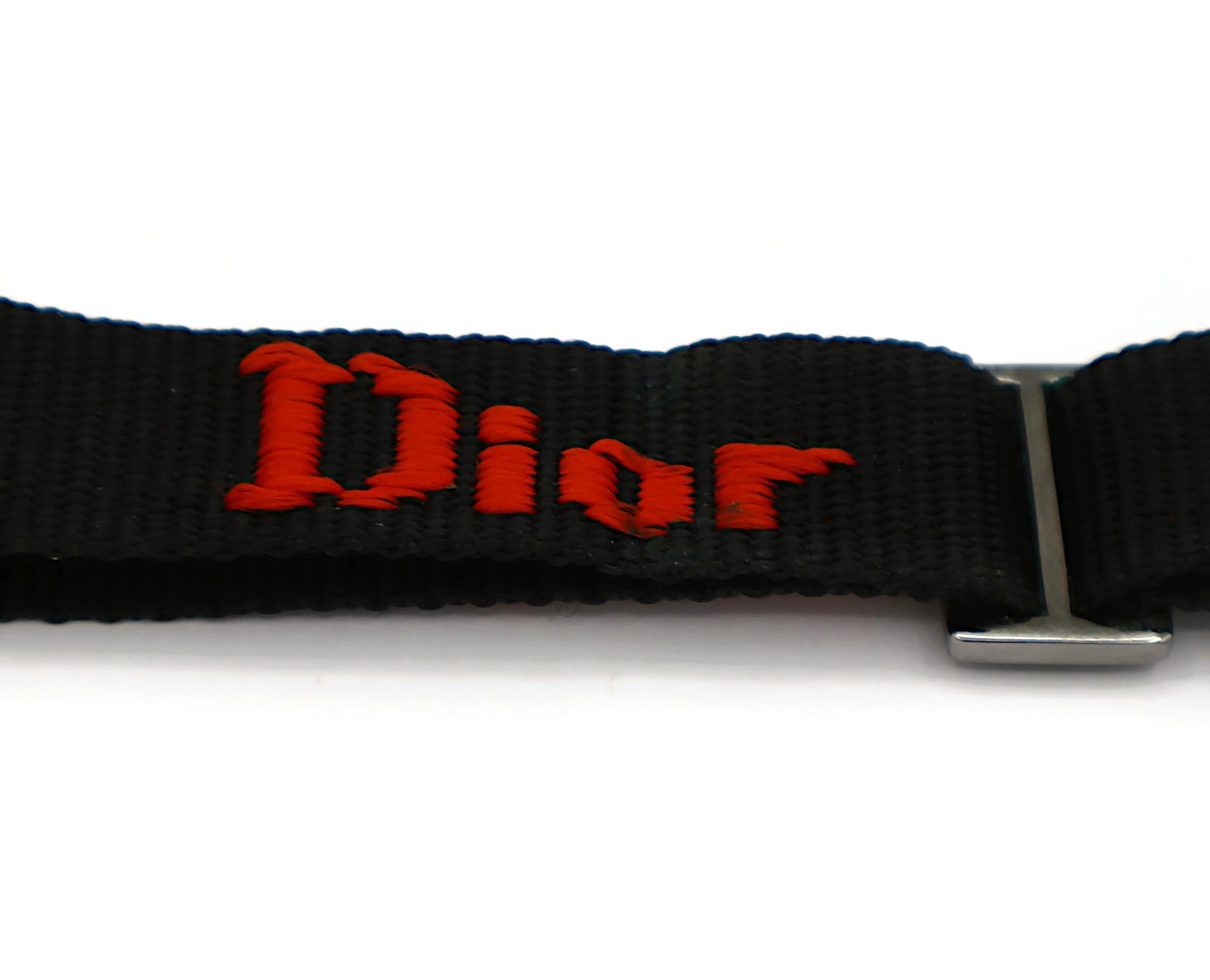 CHRISTIAN DIOR by JOHN GALLIANO Vintage Black Nylon Strap Logo Choker Necklace For Sale 11