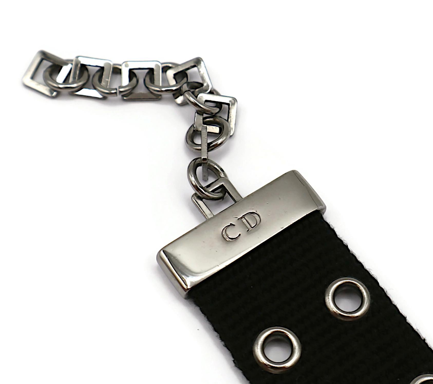 CHRISTIAN DIOR by JOHN GALLIANO Vintage Collier ras du cou en nylon noir avec logo en vente 11