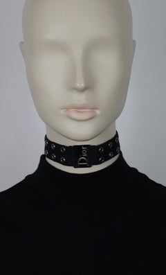 CHRISTIAN DIOR by JOHN GALLIANO Vintage Choker-Halskette mit schwarzem Nylonriemen und Logo