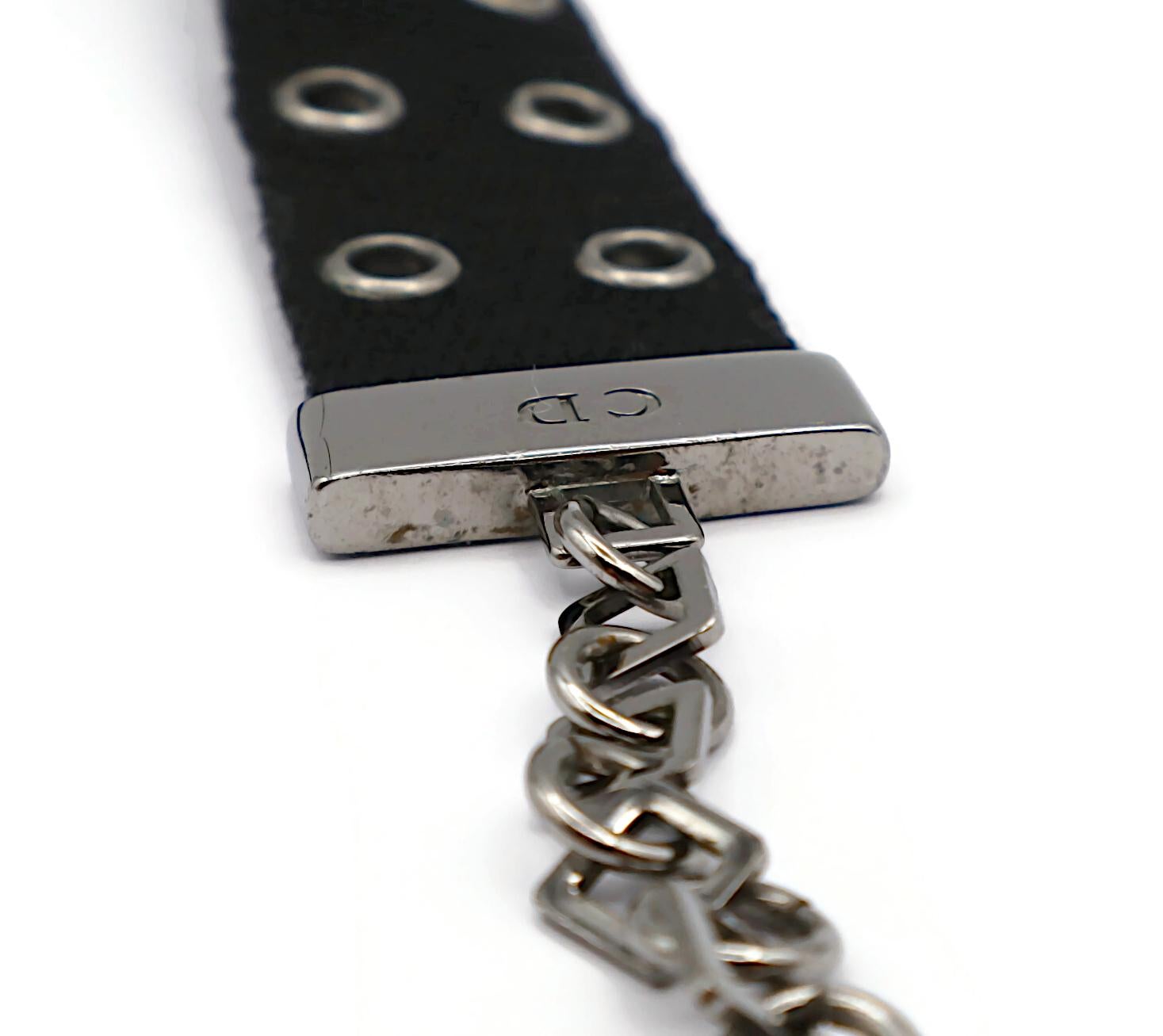 CHRISTIAN DIOR by JOHN GALLIANO Vintage Collier ras du cou en nylon noir avec logo en vente 16