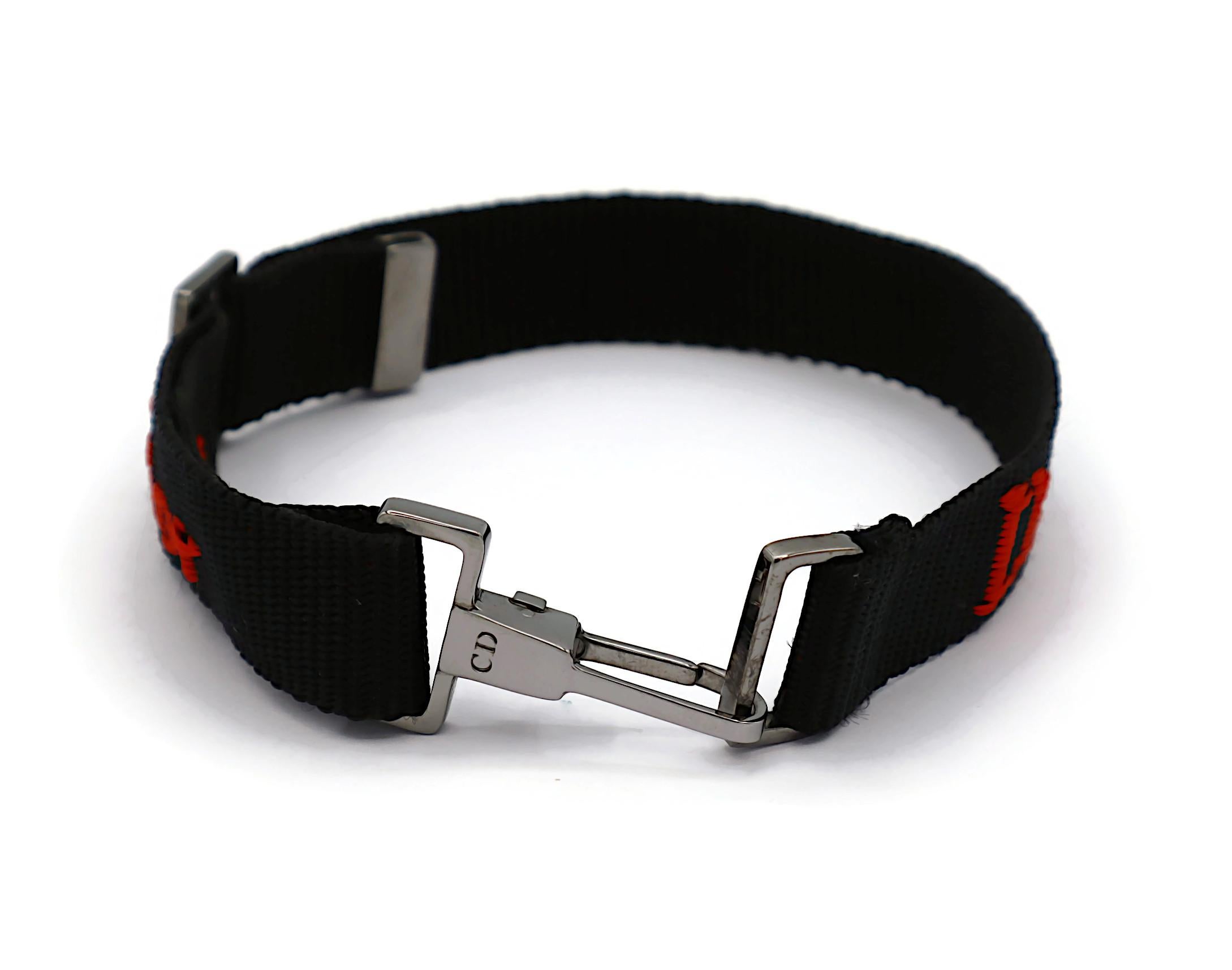 CHRISTIAN DIOR by JOHN GALLIANO Vintage Black Nylon Strap Logo Choker Necklace For Sale 1