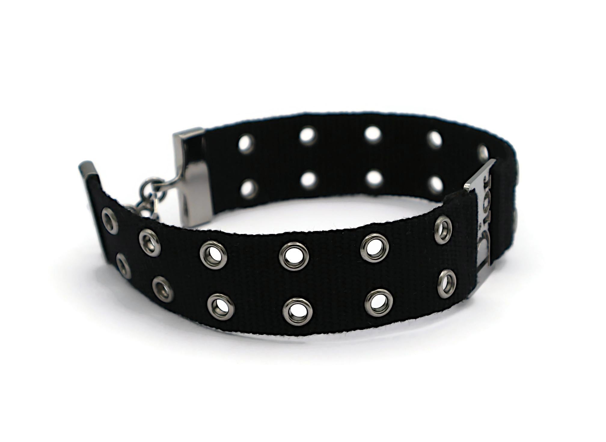 CHRISTIAN DIOR by JOHN GALLIANO Vintage Black Nylon Strap Logo Choker Necklace 2
