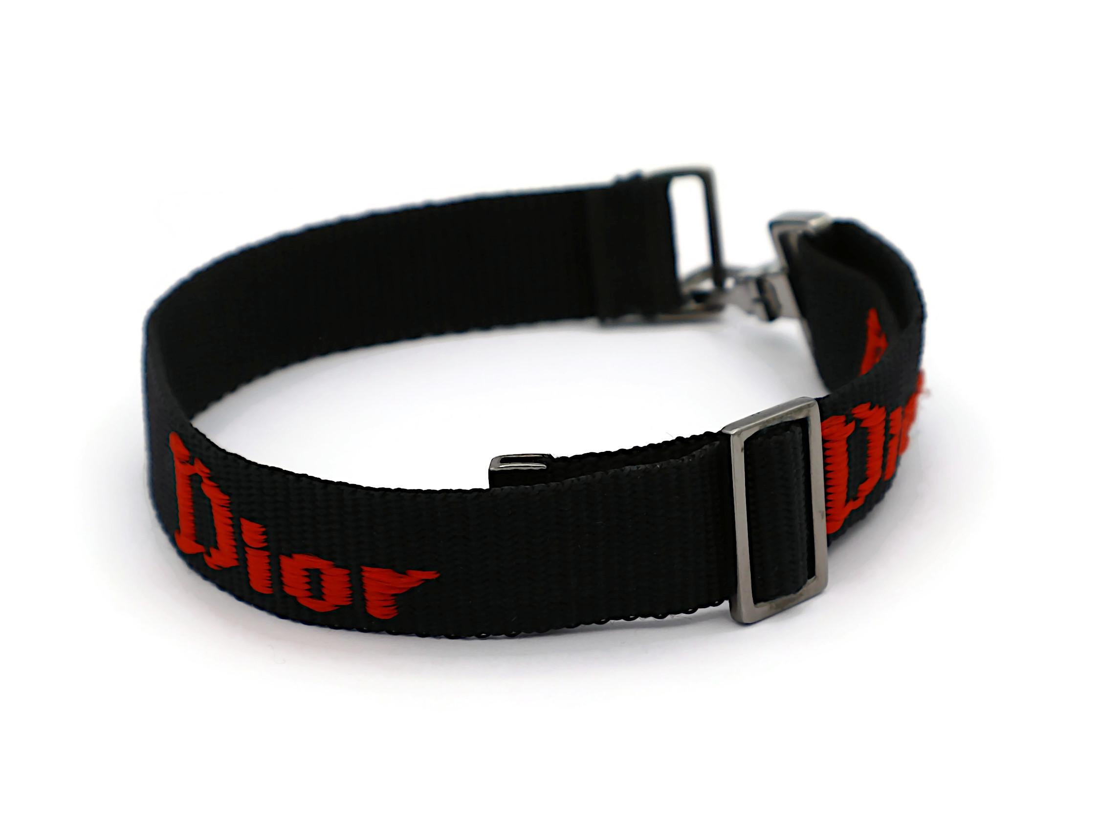 CHRISTIAN DIOR by JOHN GALLIANO Vintage Black Nylon Strap Logo Choker Necklace For Sale 3
