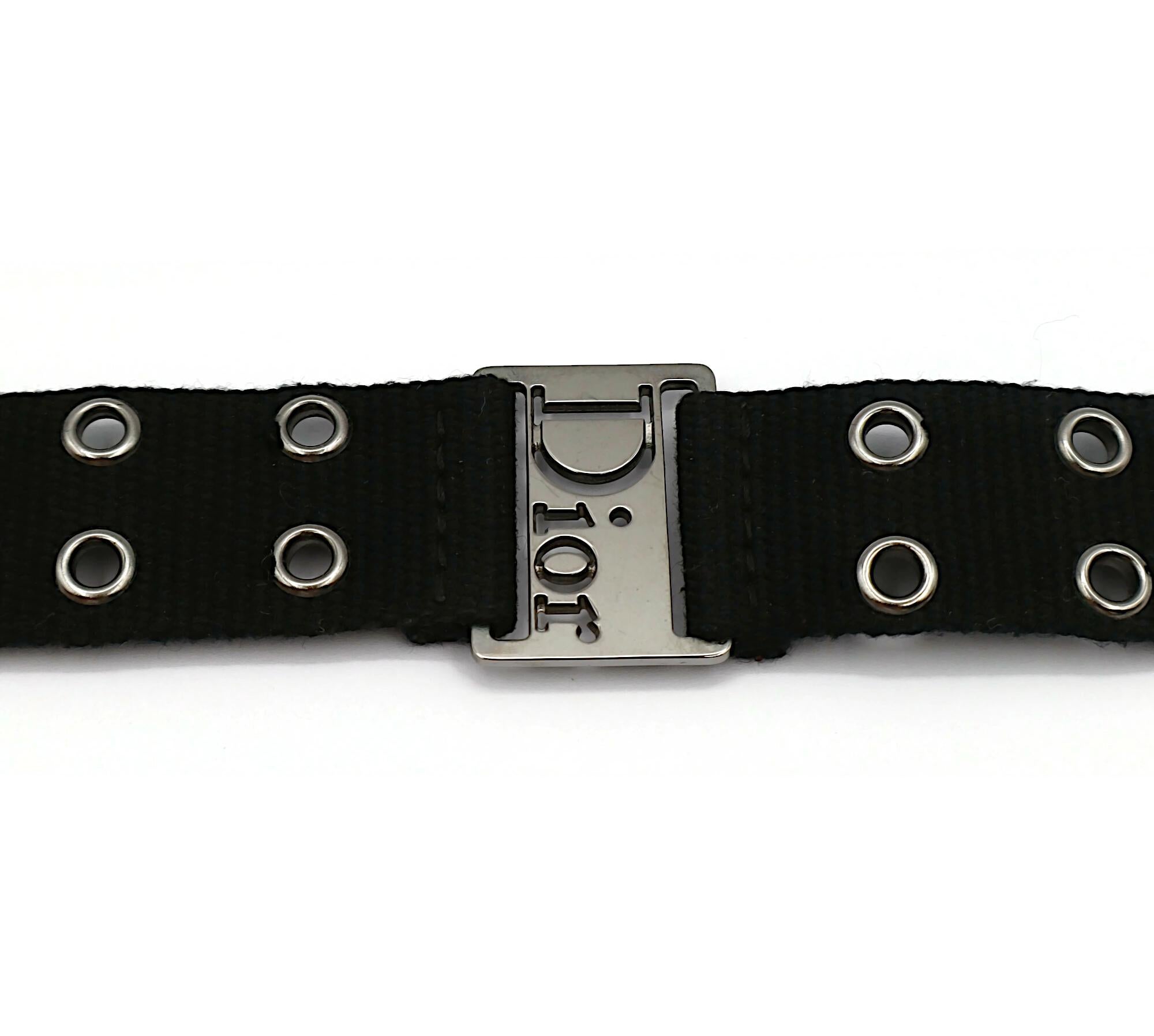 CHRISTIAN DIOR by JOHN GALLIANO Vintage Collier ras du cou en nylon noir avec logo en vente 2