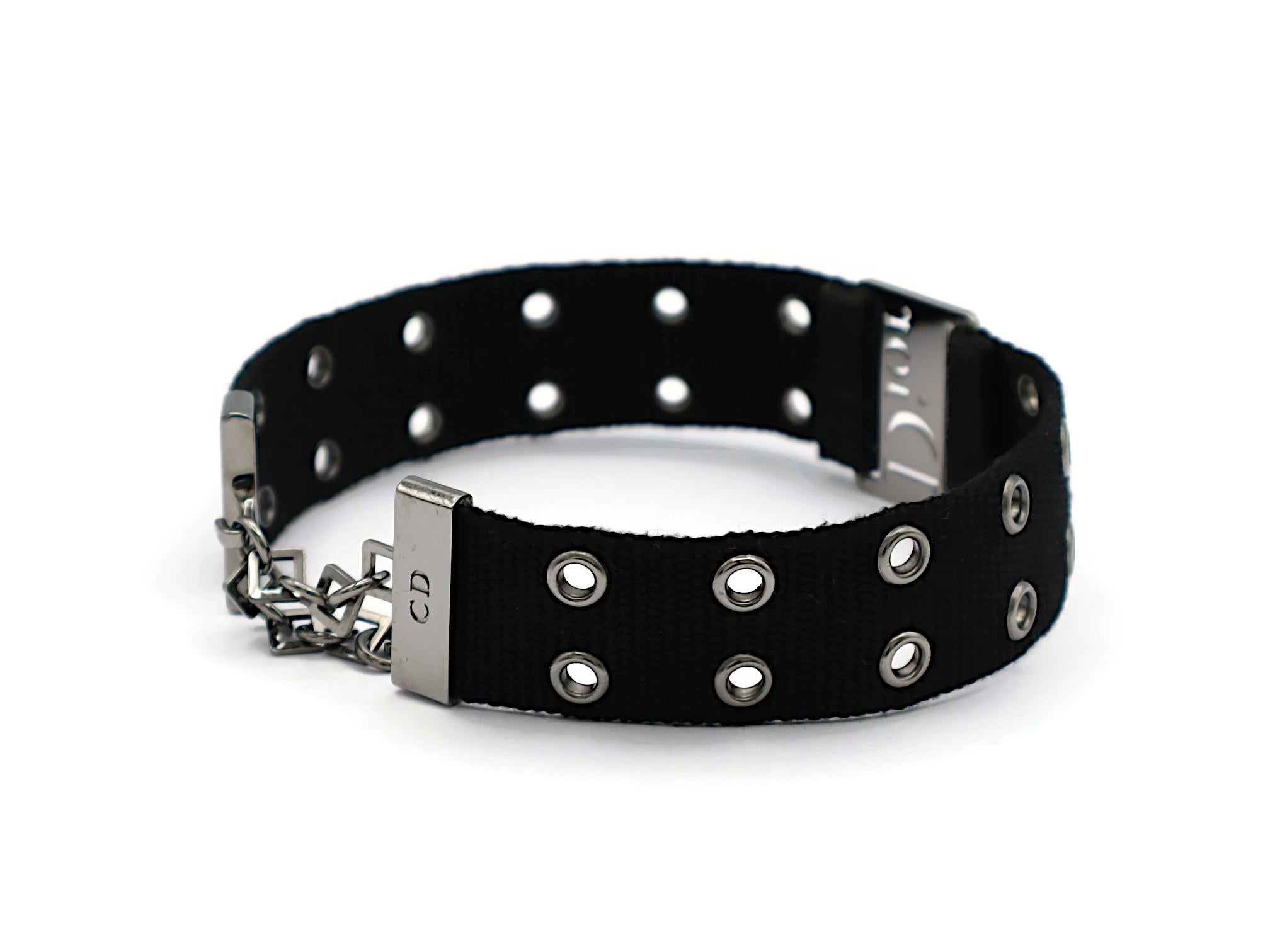 CHRISTIAN DIOR by JOHN GALLIANO Vintage Black Nylon Strap Logo Choker Necklace 4