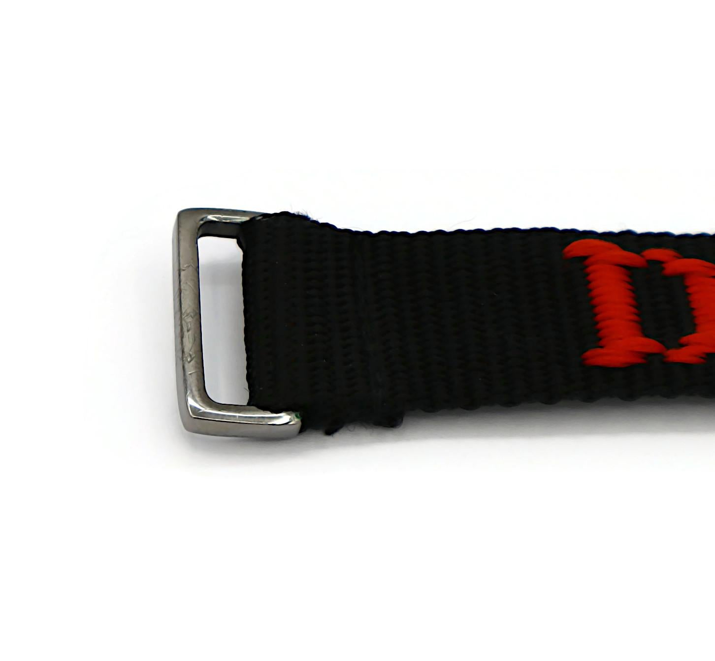 CHRISTIAN DIOR by JOHN GALLIANO Vintage Black Nylon Strap Logo Choker Necklace For Sale 4