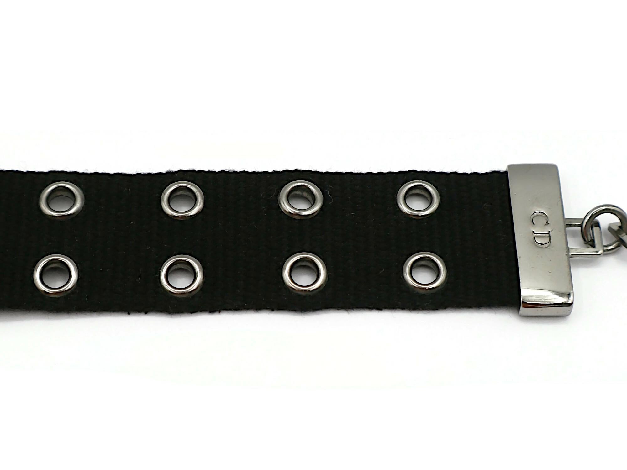 CHRISTIAN DIOR by JOHN GALLIANO Vintage Collier ras du cou en nylon noir avec logo en vente 3