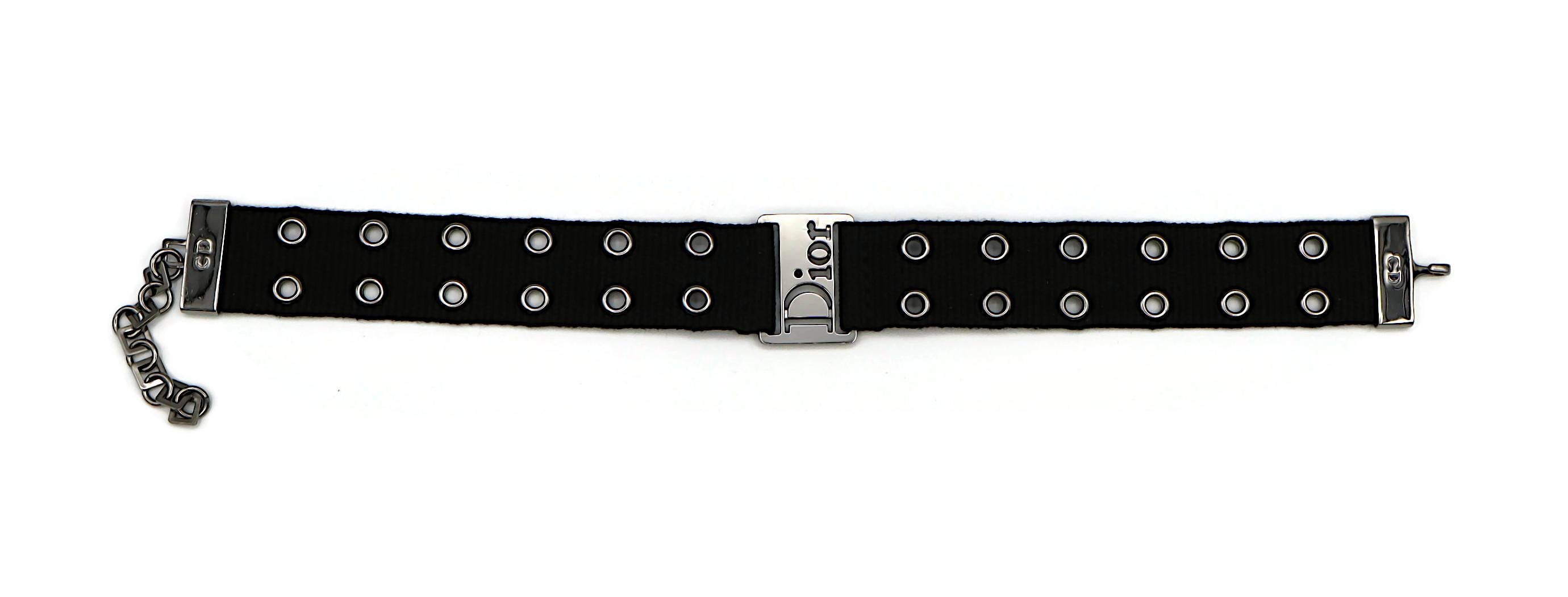 CHRISTIAN DIOR by JOHN GALLIANO Vintage Black Nylon Strap Logo Choker Necklace 5
