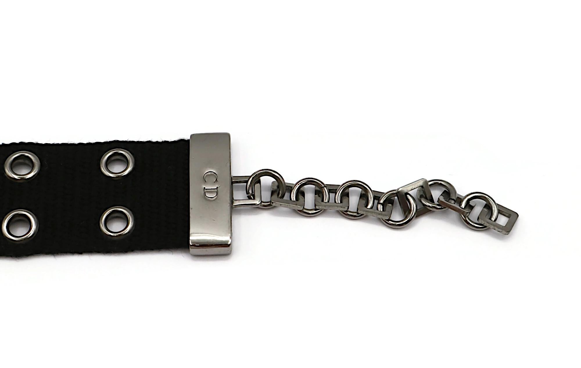 CHRISTIAN DIOR by JOHN GALLIANO Vintage Collier ras du cou en nylon noir avec logo en vente 4
