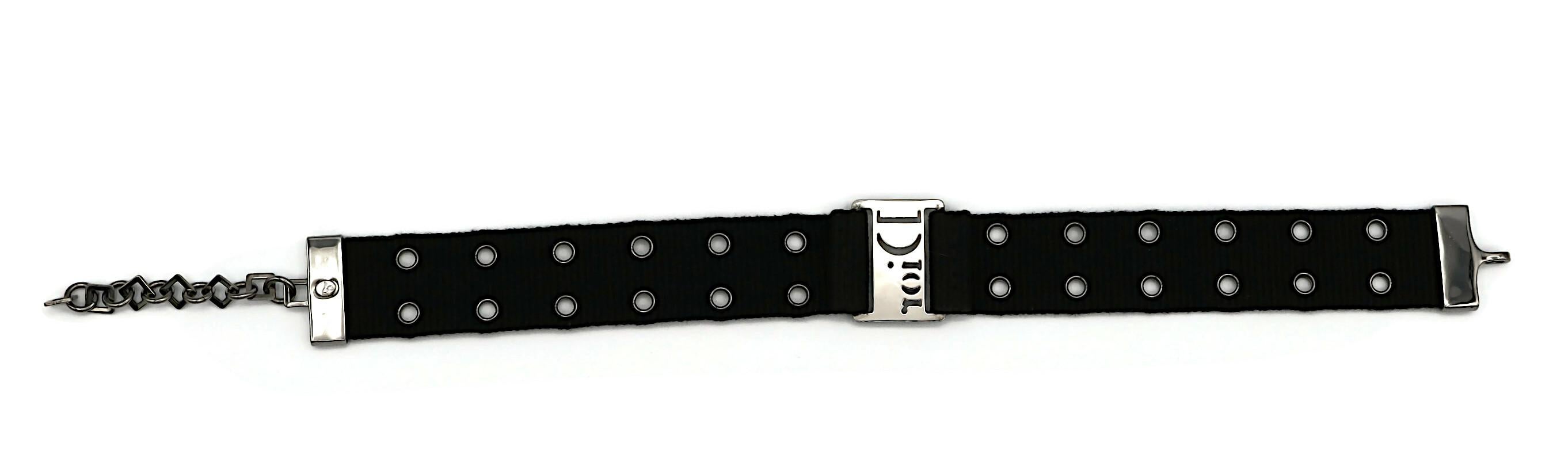 CHRISTIAN DIOR by JOHN GALLIANO Vintage Black Nylon Strap Logo Choker Necklace 6
