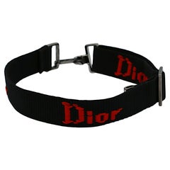 CHRISTIAN DIOR by JOHN GALLIANO Vintage Black Nylon Strap Logo Choker Necklace