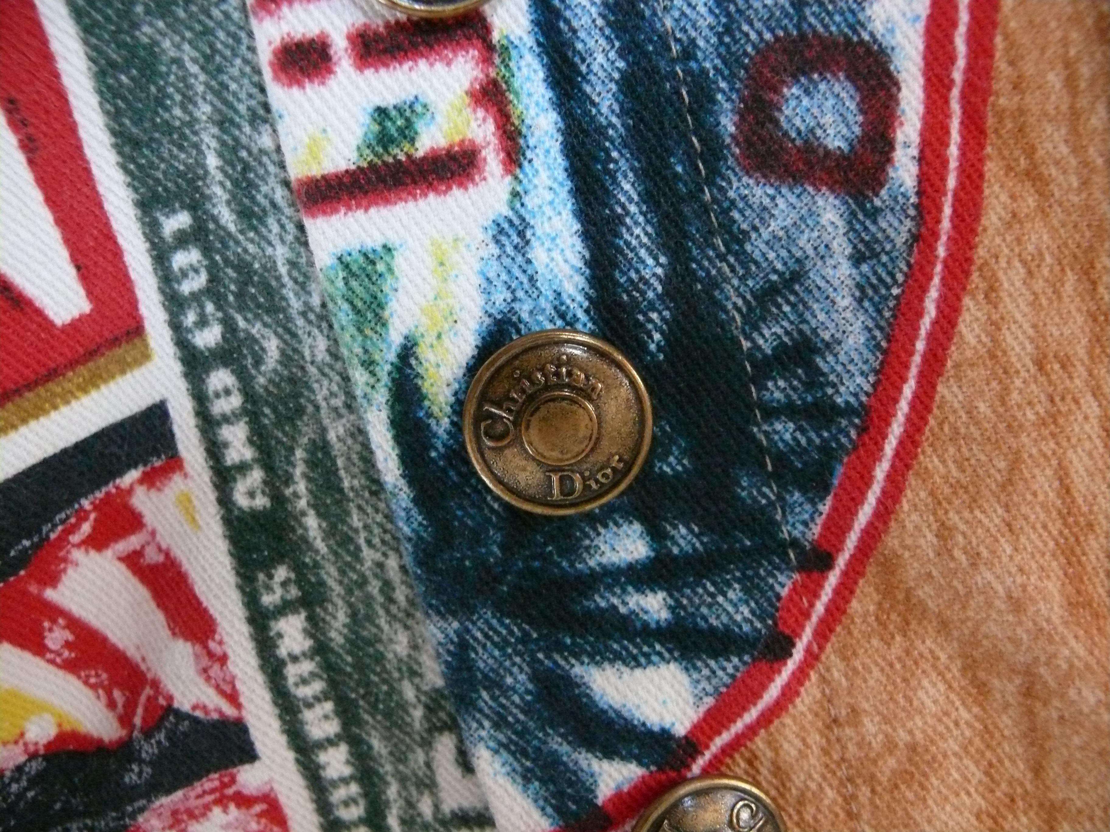 CHRISTIAN DIOR par JOHN GALLIANO - Pantalon en jean vintage à imprimé cubain/italien, taille US 6 en vente 9