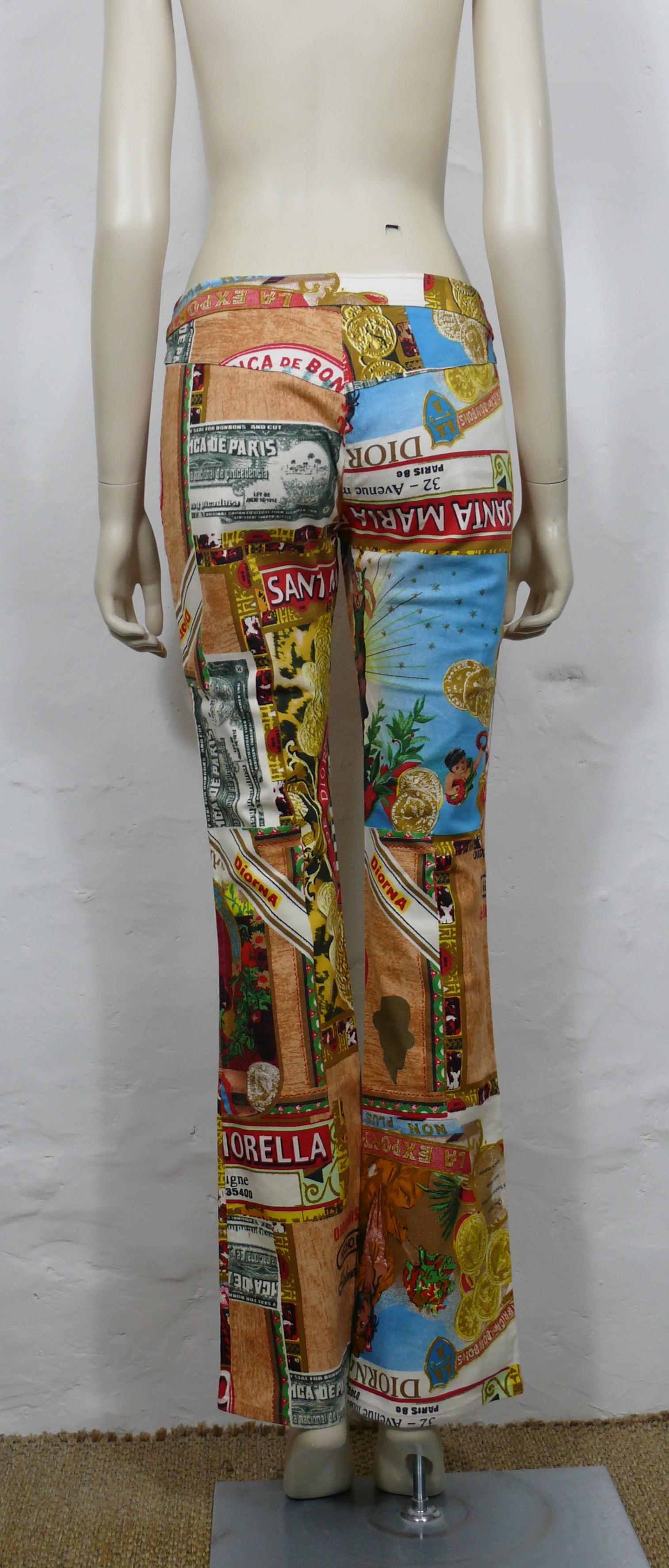 CHRISTIAN DIOR by JOHN GALLIANO Vintage Cuban/Latino Print Denim Pants US Size 6 For Sale 1
