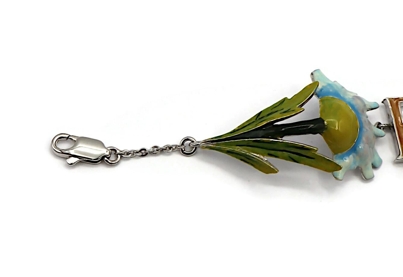 Women's CHRISTIAN DIOR by JOHN GALLIANO Vintage Enamel Floral Logo Bracelet For Sale