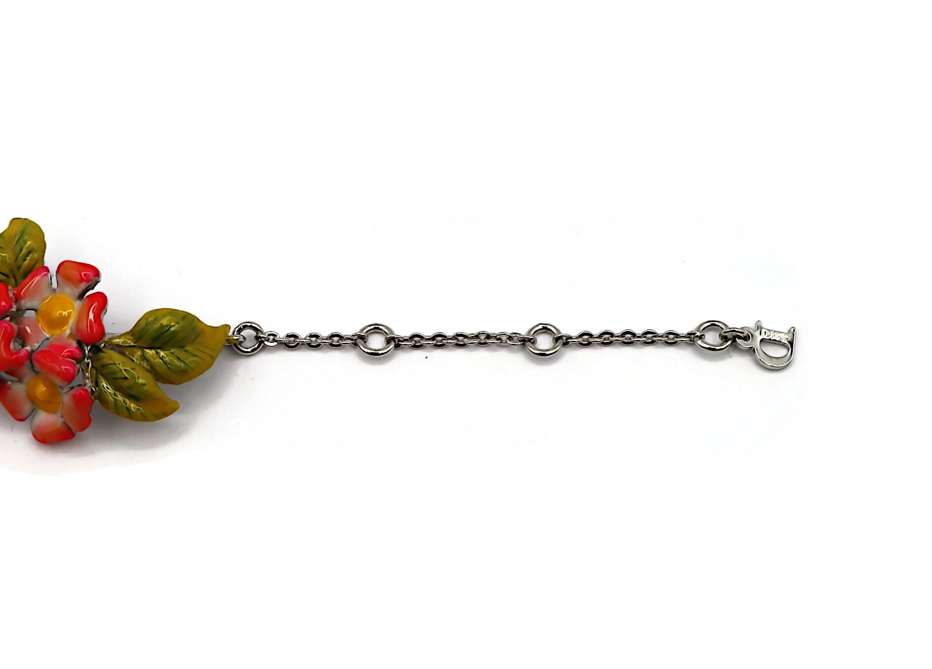 CHRISTIAN DIOR by JOHN GALLIANO Vintage Enamel Floral Logo Bracelet For Sale 4