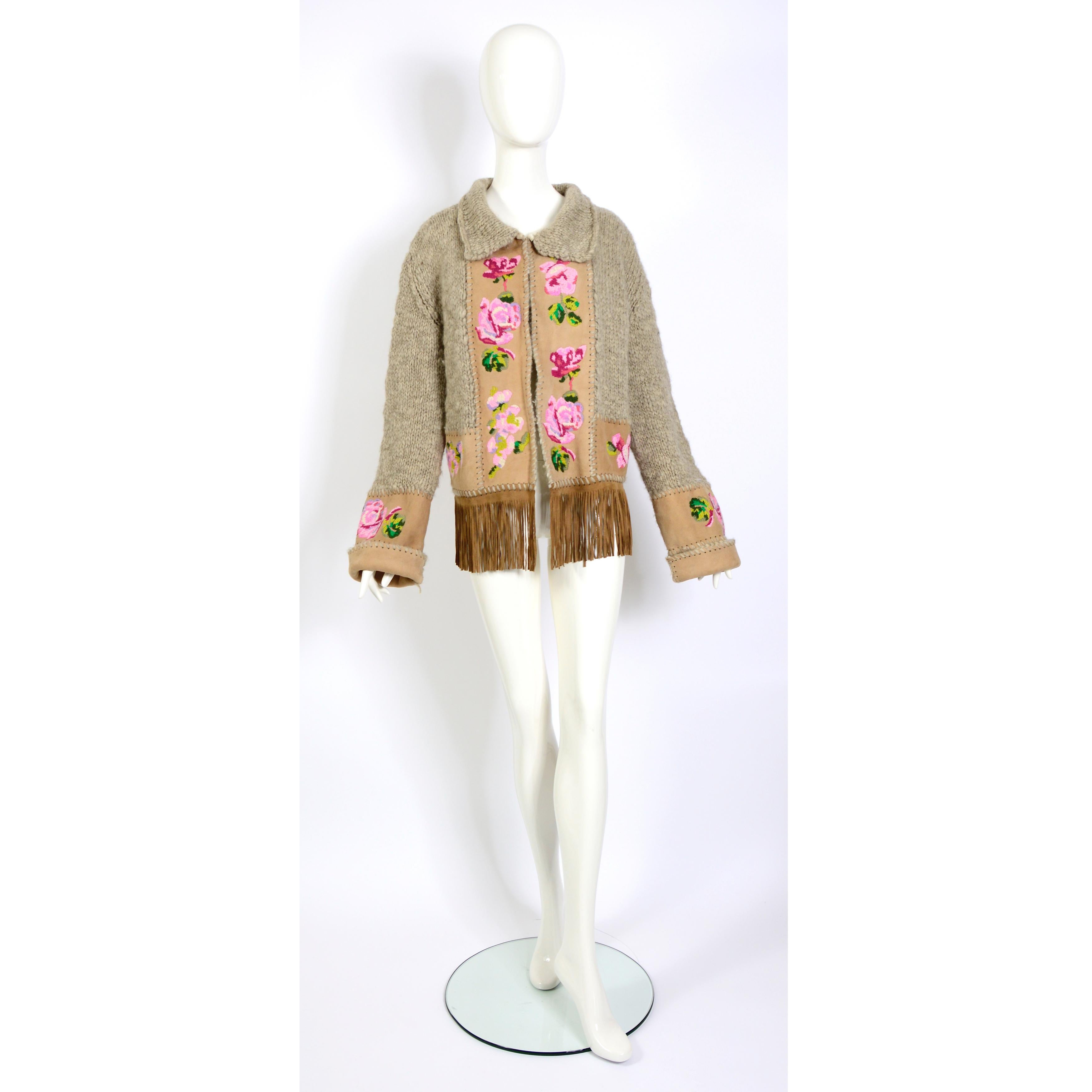 Christian Dior by John Galliano vintage fall 2000 embroidered fringed cardigan   For Sale 1