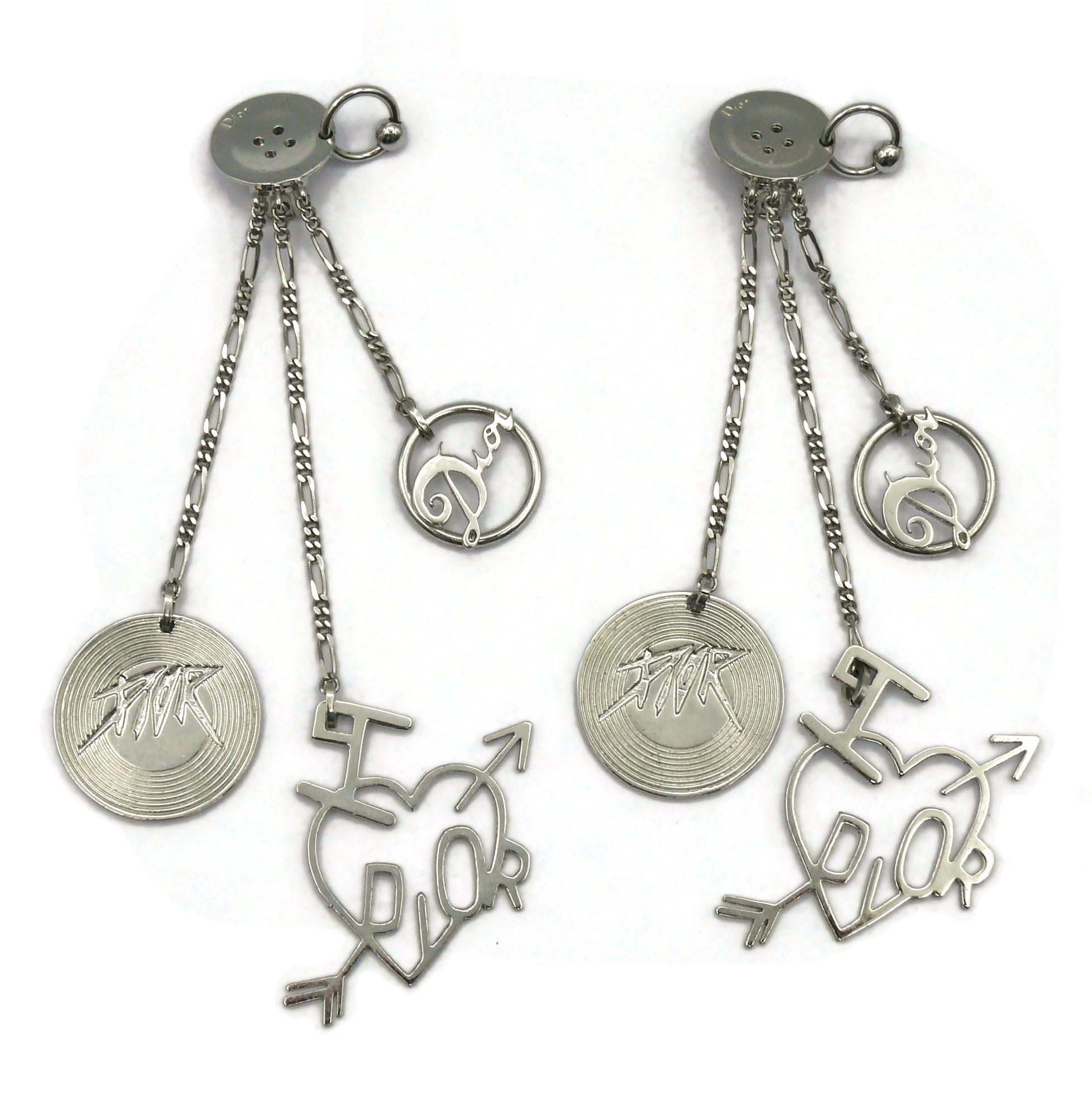 Women's CHRISTIAN DIOR by JOHN GALLIANO Vintage Hardcore Record Dangling Earrings For Sale