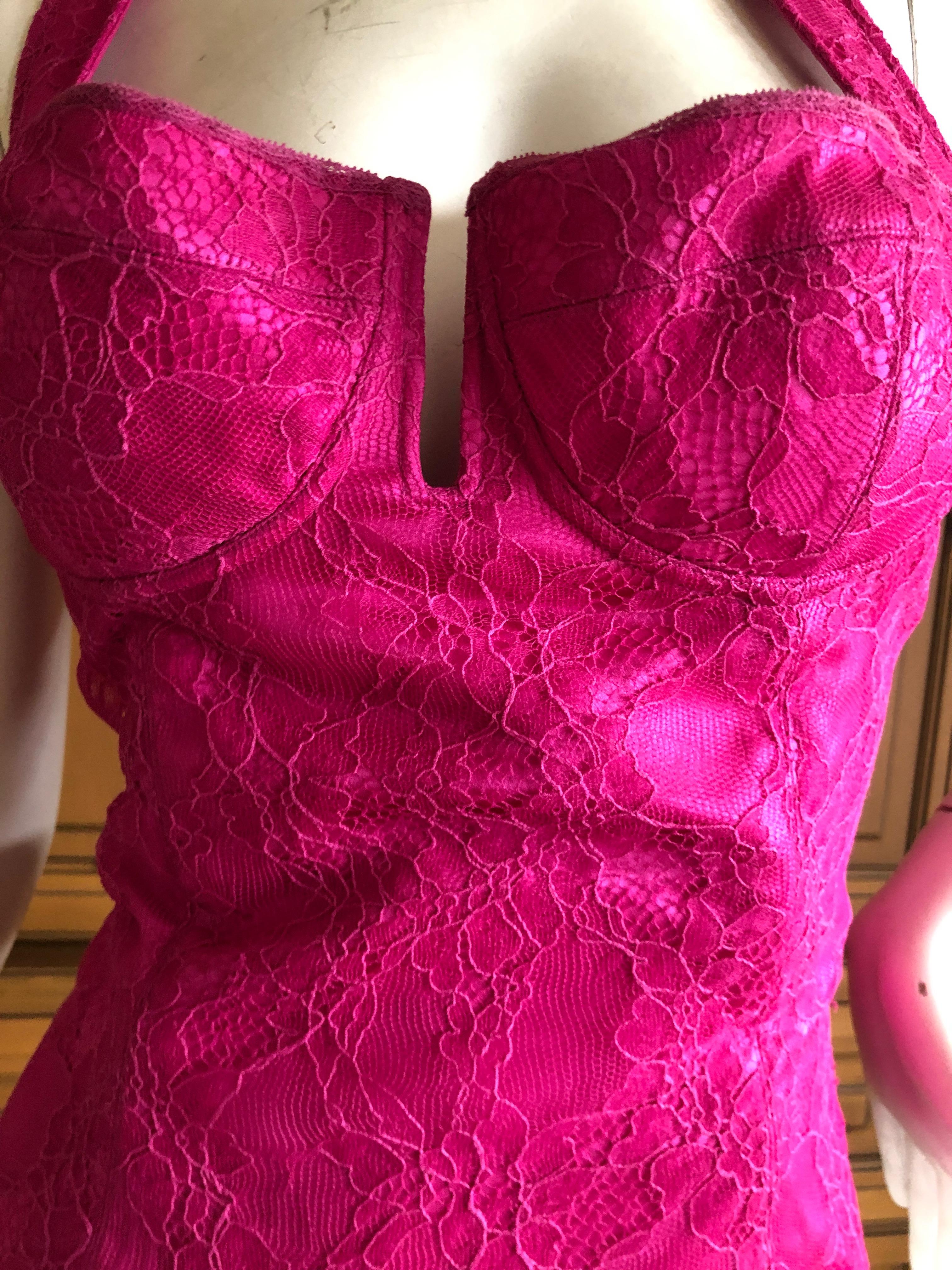 Christian Dior by John Galliano Vintage Hot Pink Lace Corset  In Excellent Condition In Cloverdale, CA