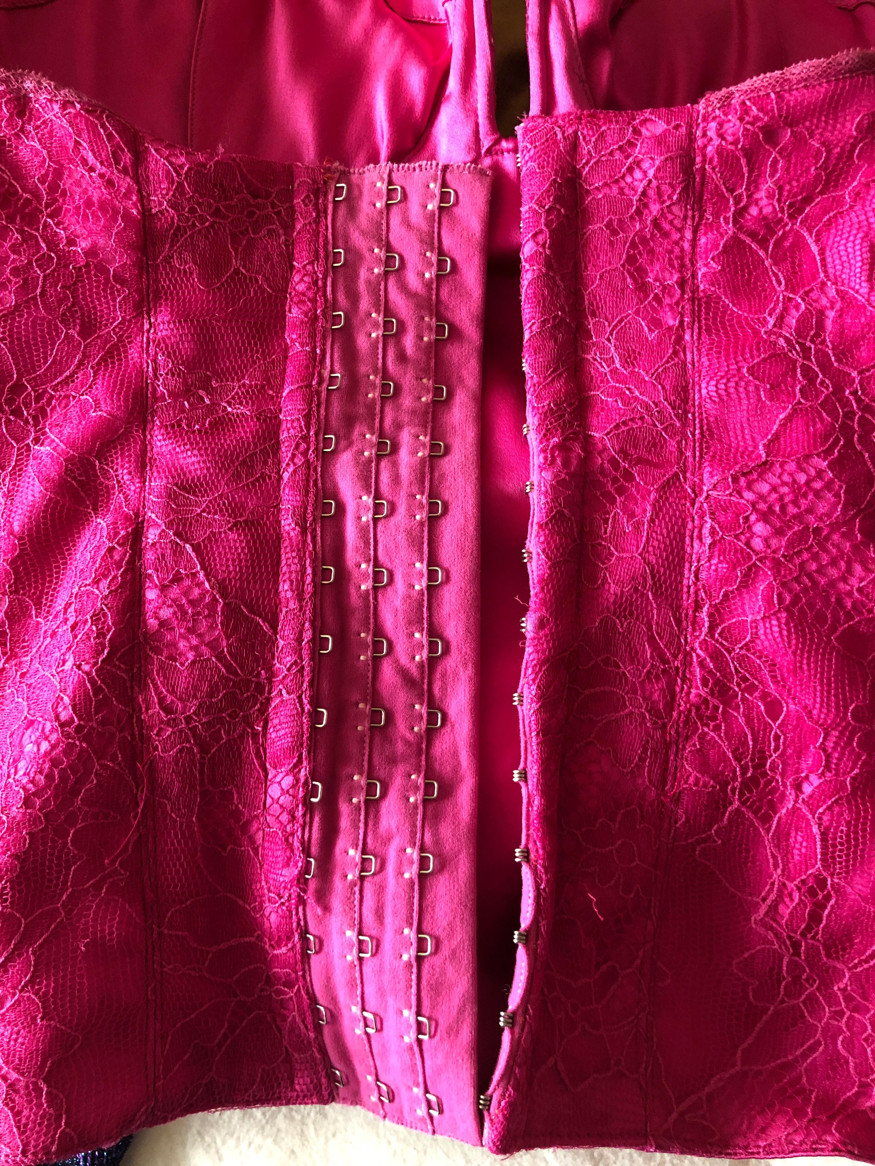 Christian Dior by John Galliano Vintage Hot Pink Lace Corset  2