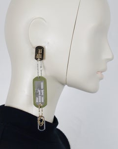 CHRISTIAN DIOR by JOHN GALLIANO Vintage ID Tag New Look Dangle Earrings