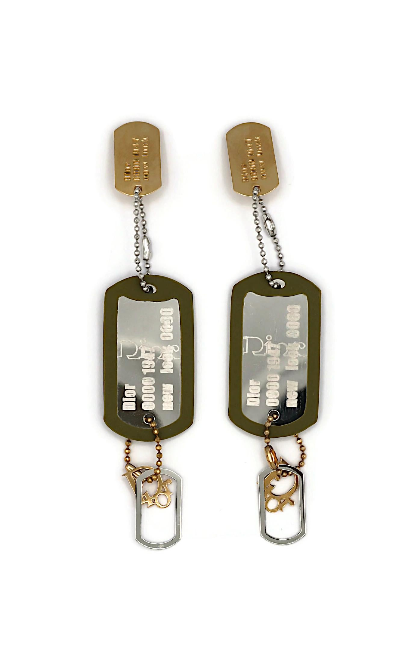 Women's CHRISTIAN DIOR by JOHN GALLIANO Vintage ID Tag New Look Dangle Earrings For Sale