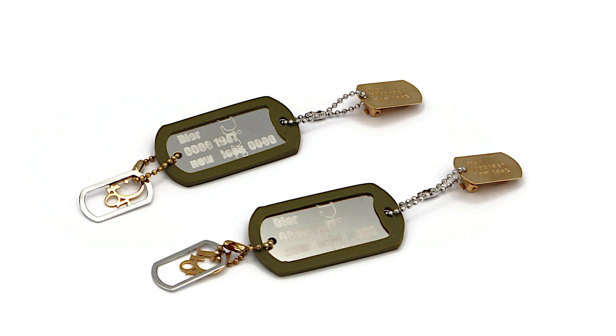 CHRISTIAN DIOR by JOHN GALLIANO Vintage ID Tag New Look Dangle Earrings For Sale 1