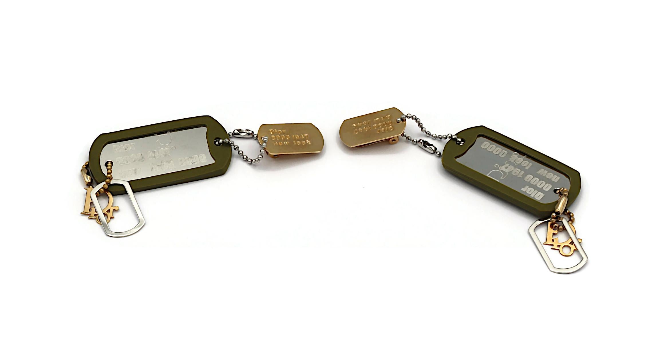 CHRISTIAN DIOR by JOHN GALLIANO Vintage ID Tag New Look Dangle Earrings For Sale 2
