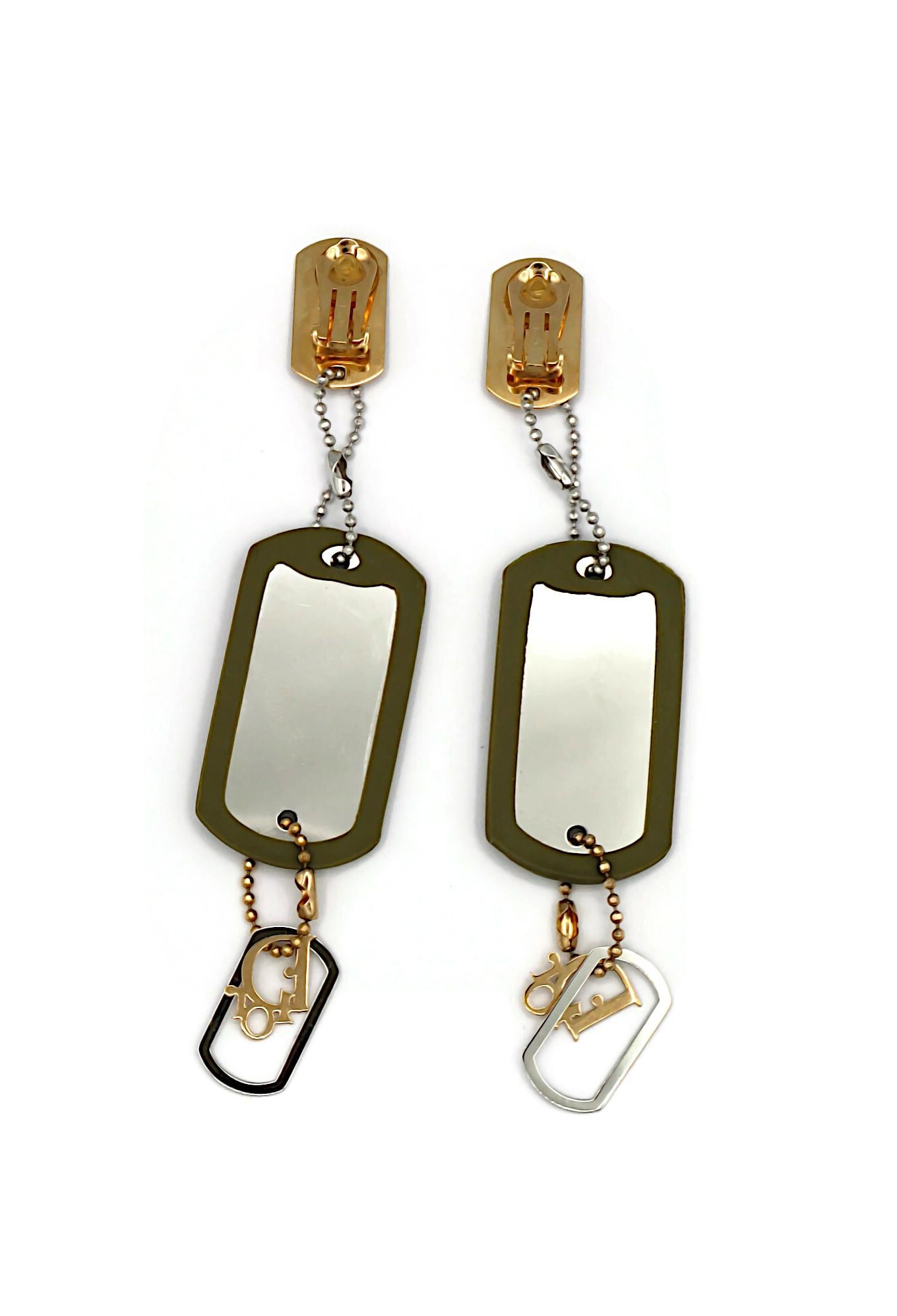 CHRISTIAN DIOR by JOHN GALLIANO Vintage ID Tag New Look Dangle Earrings For Sale 3