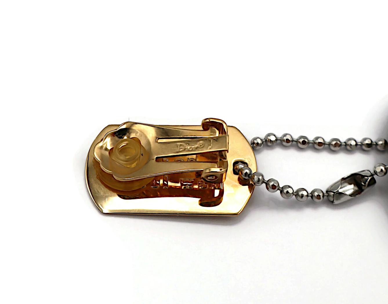 CHRISTIAN DIOR by JOHN GALLIANO Vintage ID Tag New Look Dangle Earrings For Sale 4