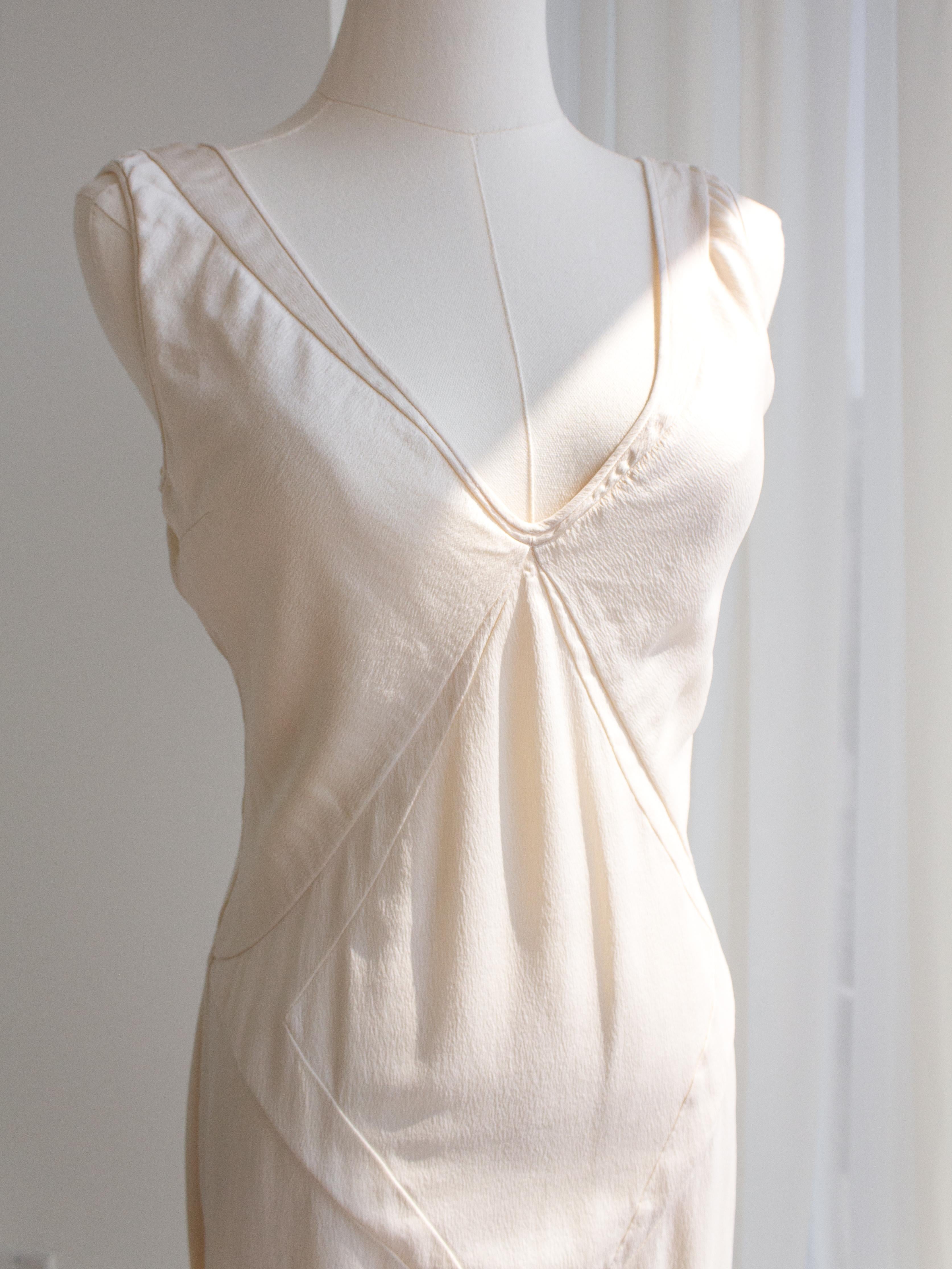 Christian Dior By John Galliano Vintage Ivory White Bias Cut Silk Midi Dress 1