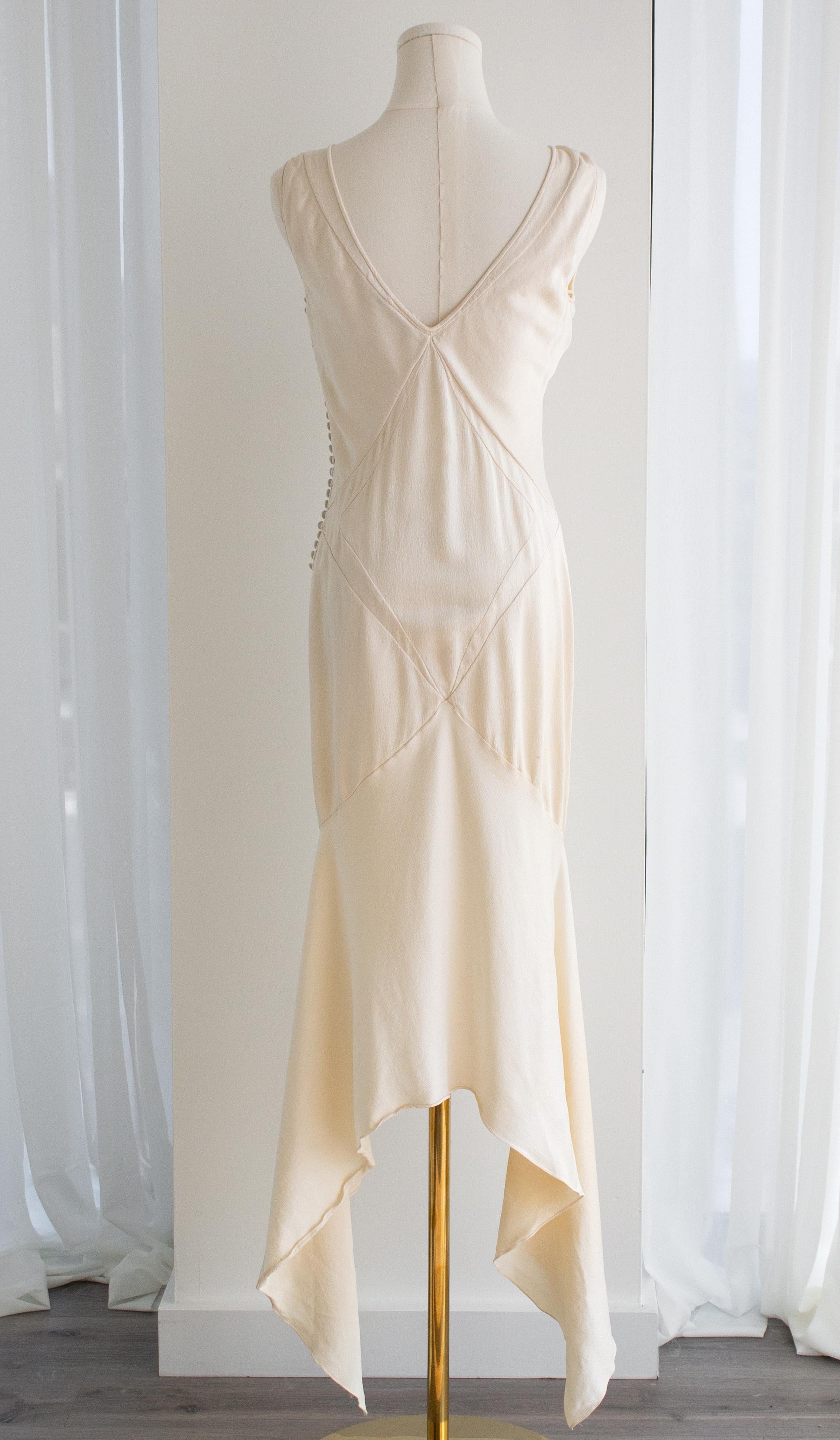 Christian Dior By John Galliano Vintage Ivory White Bias Cut Silk Midi Dress 2