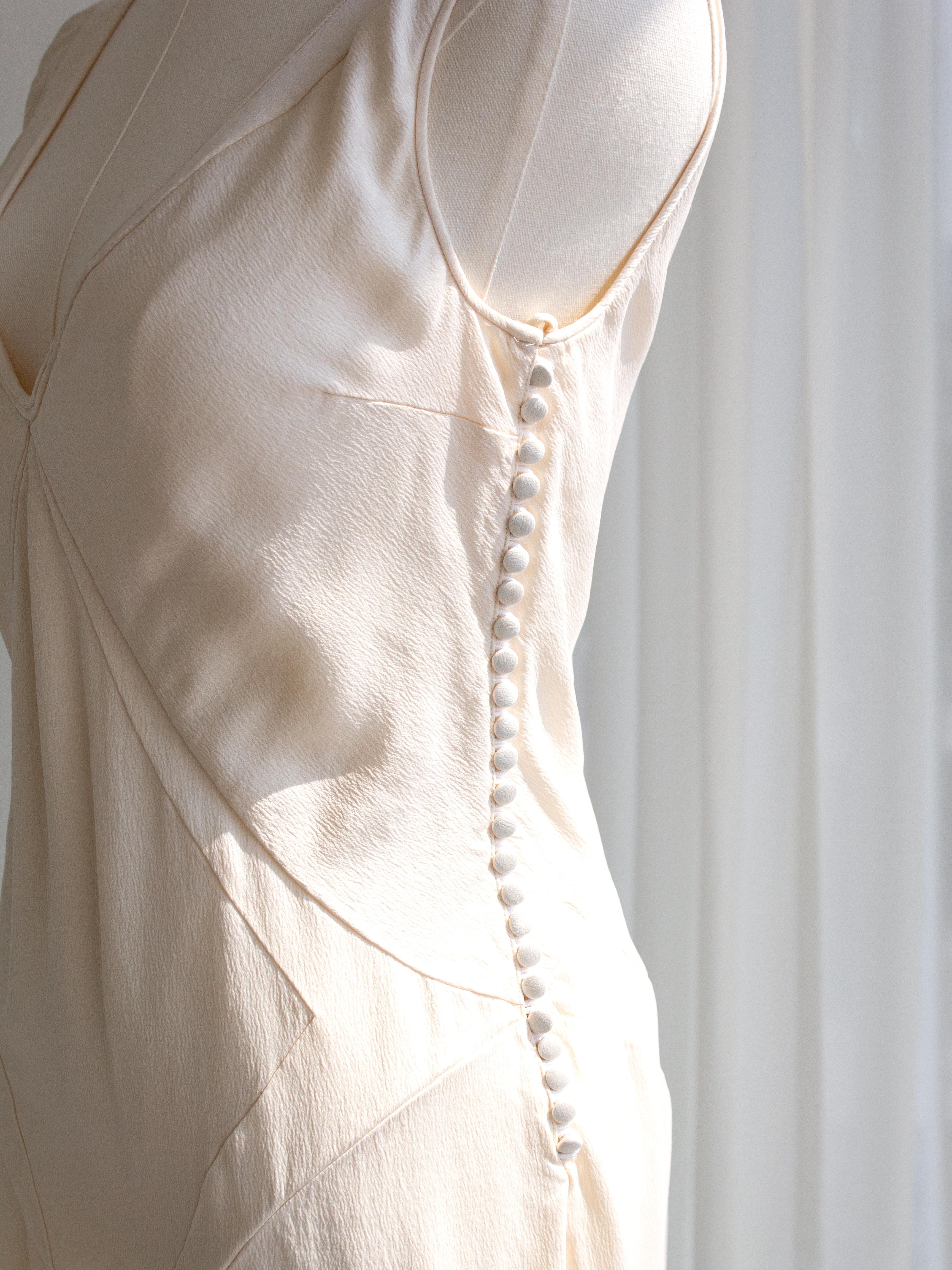 Christian Dior By John Galliano Vintage Ivory White Bias Cut Silk Midi Dress 3