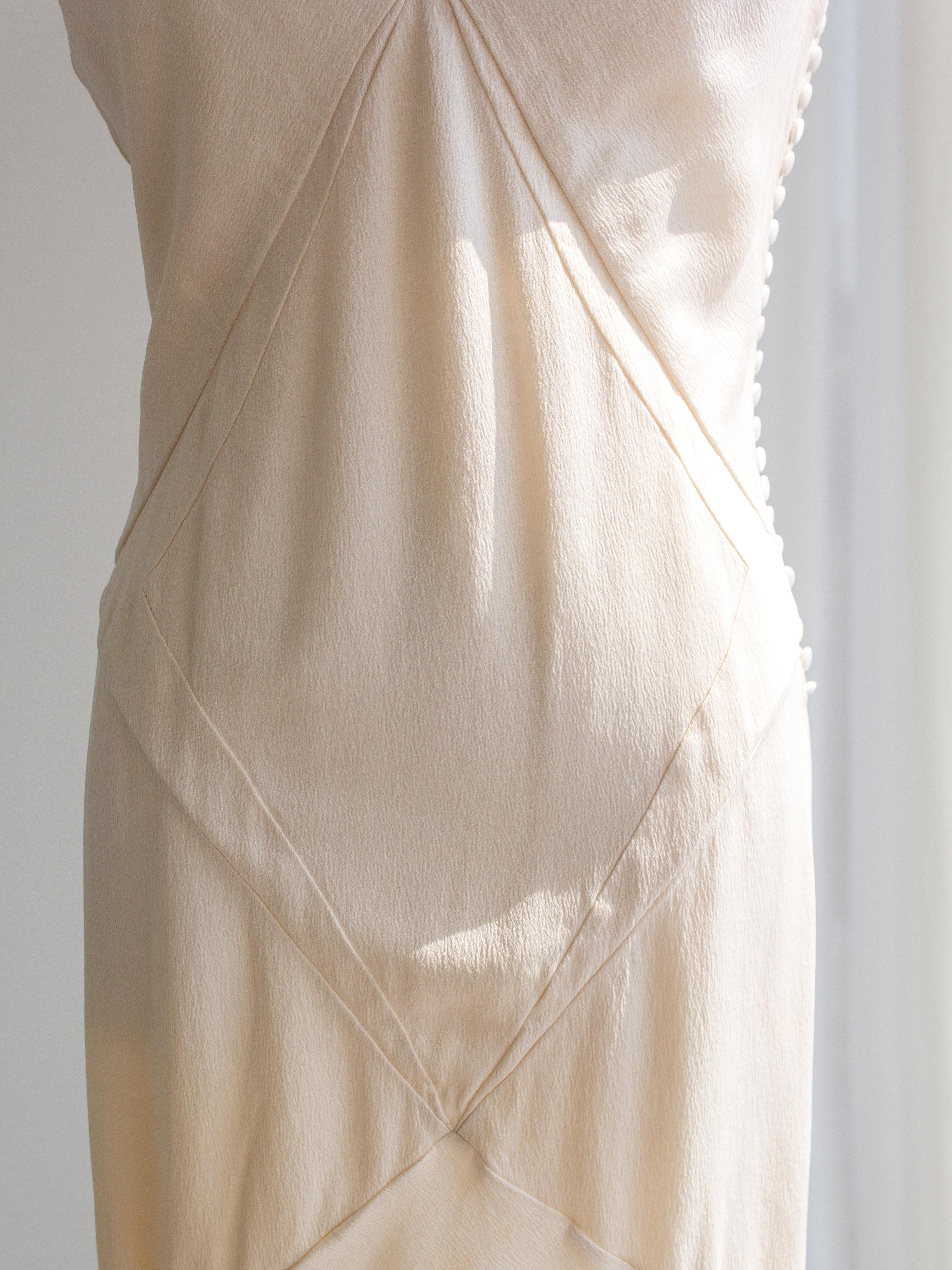 Christian Dior By John Galliano Vintage Ivory White Bias Cut Silk Midi Dress 4