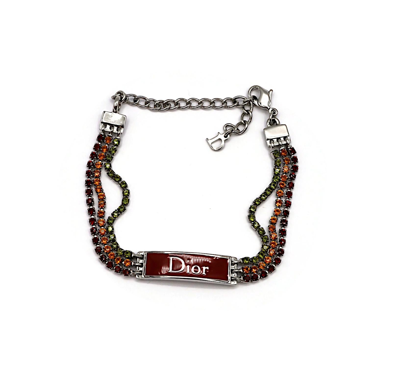 CHRISTIAN DIOR by JOHN GALLIANO Vintage Jewelled Rasta Bracelet In Good Condition For Sale In Nice, FR