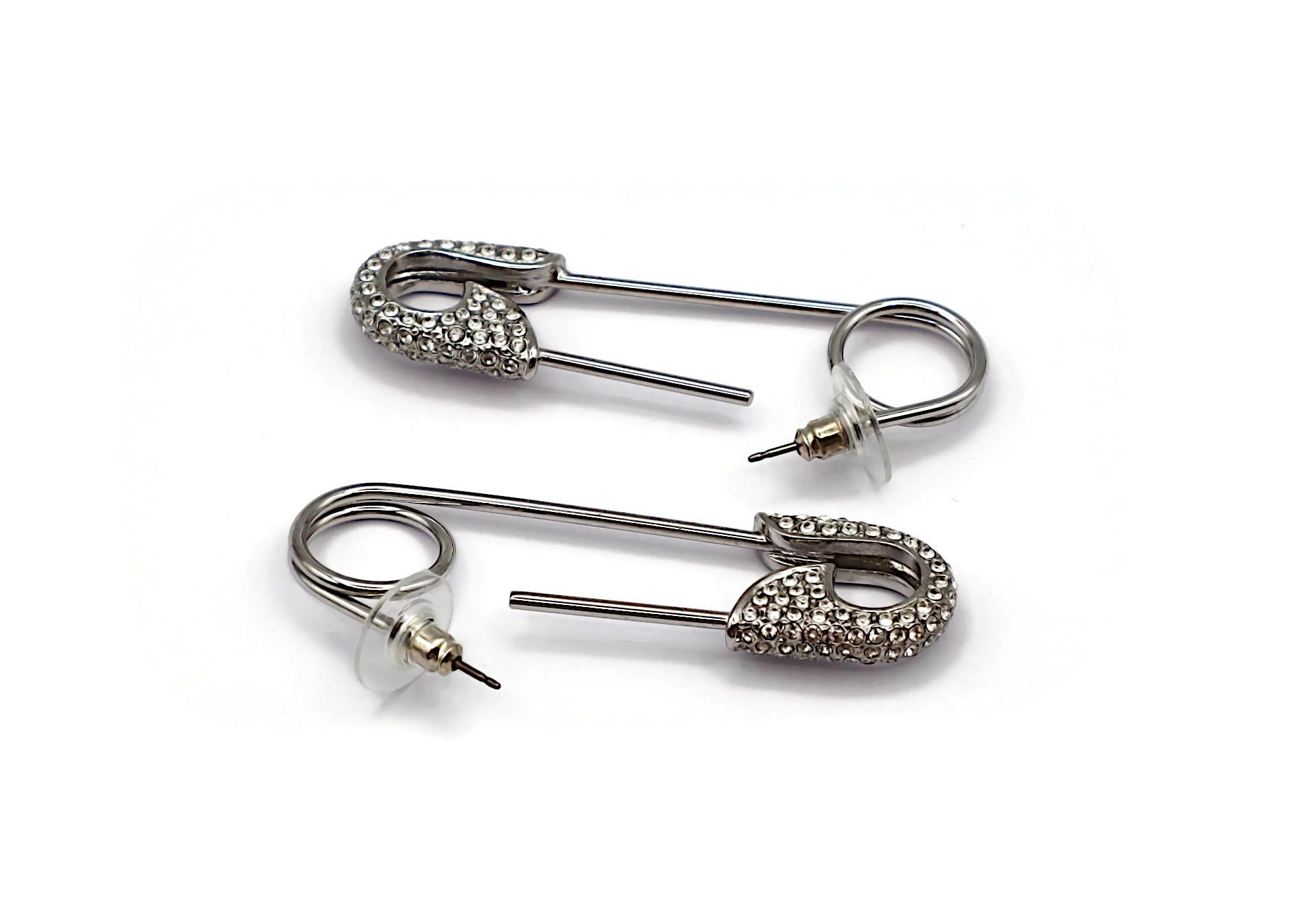 CHRISTIAN DIOR by JOHN GALLIANO Vintage Jewelled Safety Pin Earrings For Sale 2