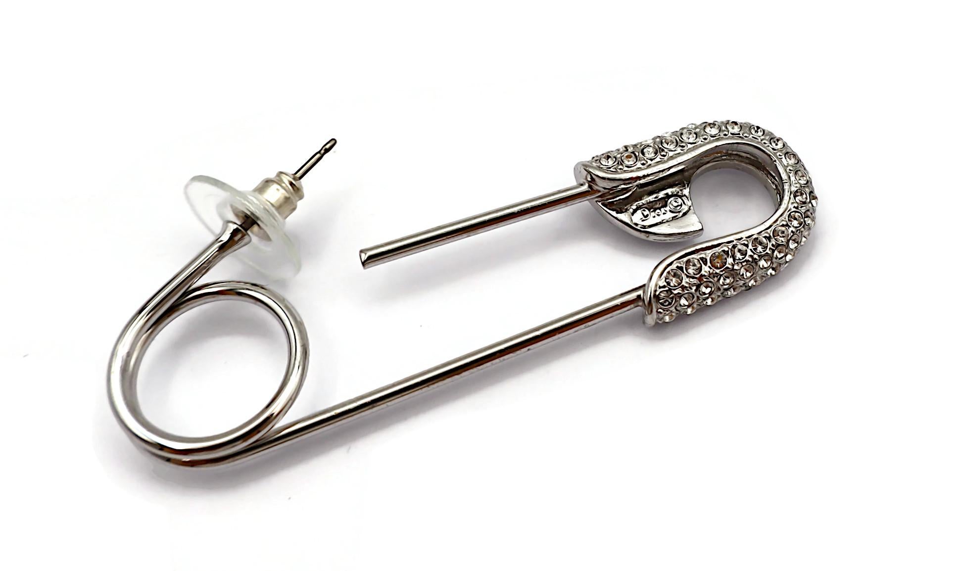 CHRISTIAN DIOR by JOHN GALLIANO Vintage Jewelled Safety Pin Earrings For Sale 4