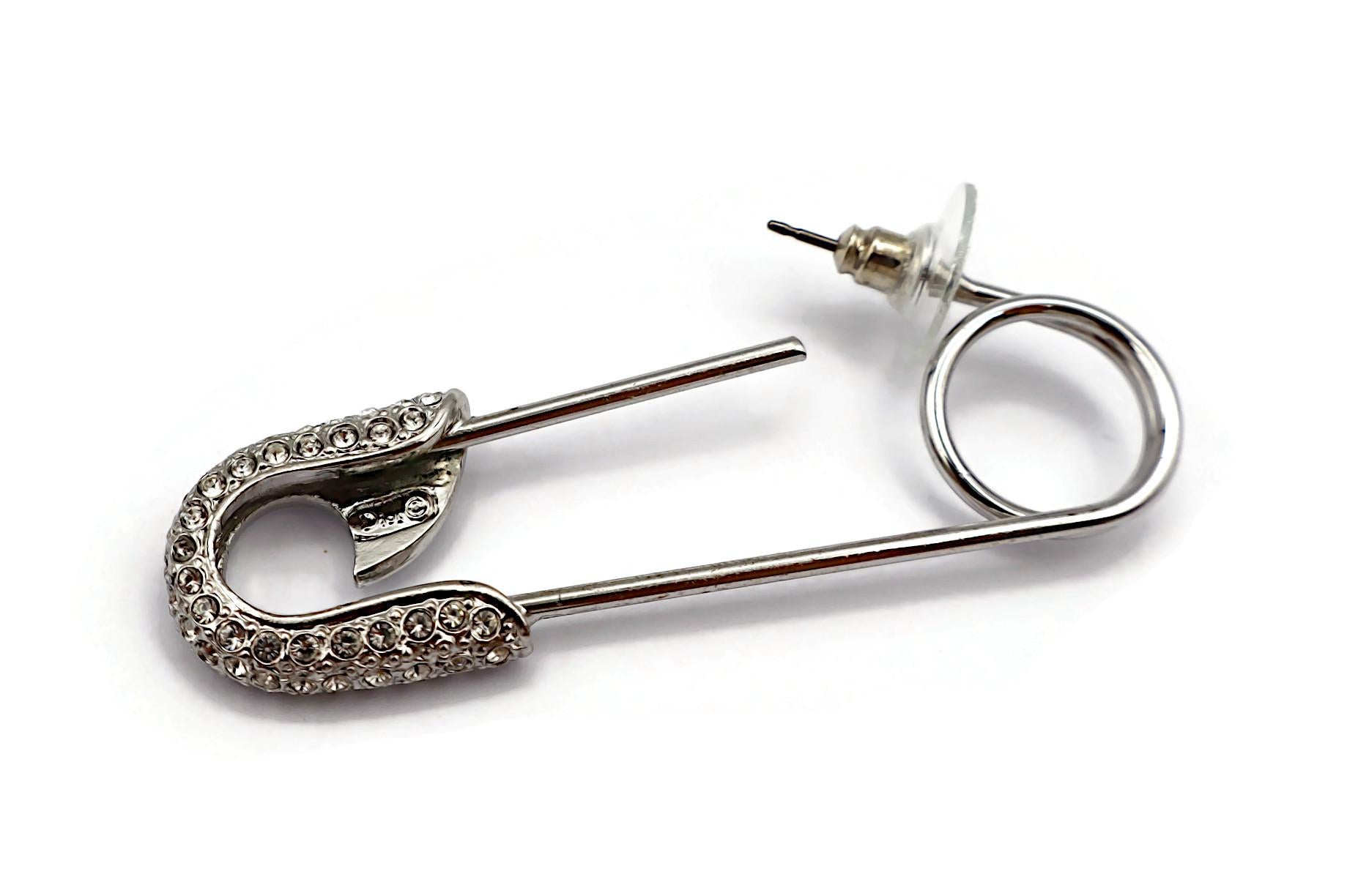 CHRISTIAN DIOR by JOHN GALLIANO Vintage Jewelled Safety Pin Earrings For Sale 5