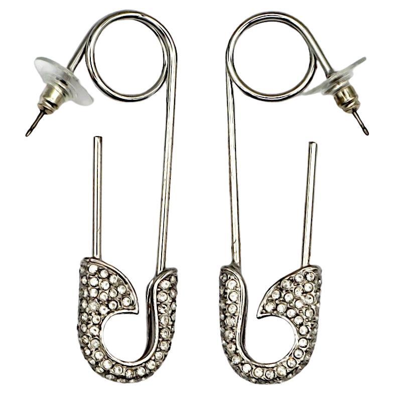 CHRISTIAN DIOR by JOHN GALLIANO Vintage Jewelled Safety Pin Earrings For Sale