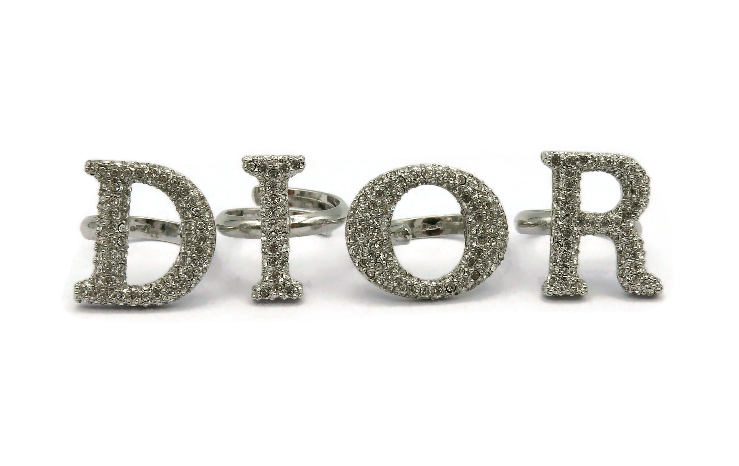 CHRISTIAN DIOR by JOHN GALLIANO vintage iconic silver tone D I O R letters ring set embellished with clear crystals.

Adjustable.

All letters (except the I) are embossed DIOR.
Provenance : French private DIOR collection.

As worn by SARAH JESSICA