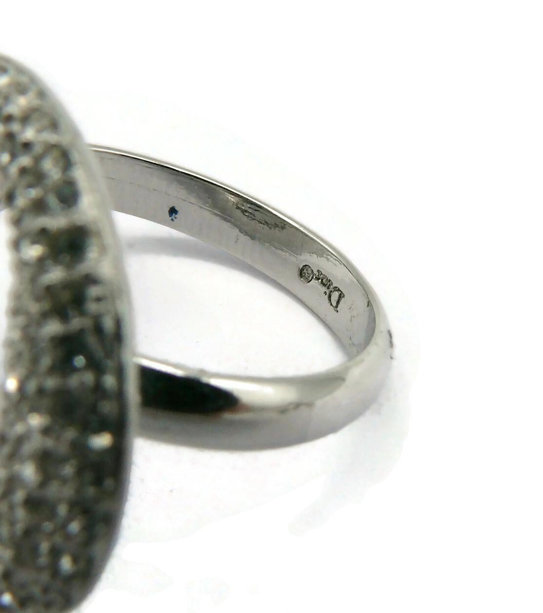 CHRISTIAN DIOR by JOHN GALLIANO Vintage Jewelled Silver Tone D I O R Ring Set 1