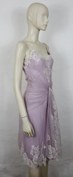 CHRISTIAN DIOR by JOHN GALLIANO Vintage Lilac Tulle and Lace Dress US Size 4