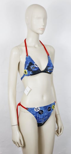 CHRISTIAN DIOR by JOHN GALLIANO Vintage Miss Diorella Wet-Look String Bikini Set