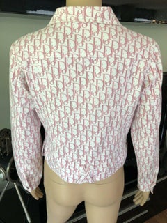 Christian Dior By John Galliano Vintage Pink Trotter Denim Logo Monogram Jacket