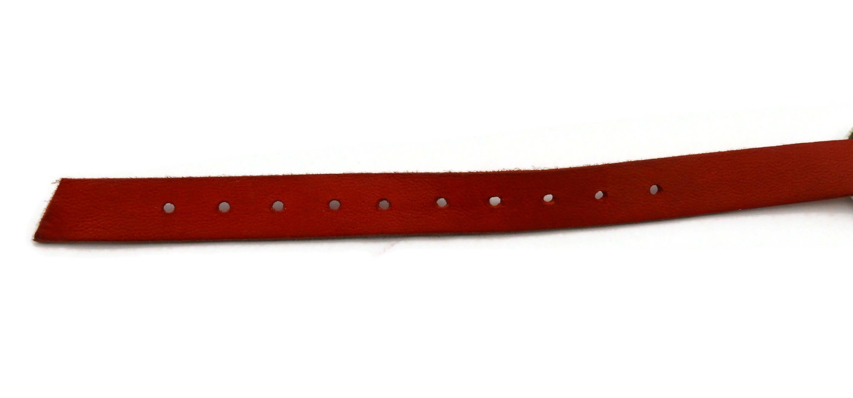 CHRISTIAN DIOR by JOHN GALLIANO Vintage Red Leather & Badges Choker Necklace For Sale 9