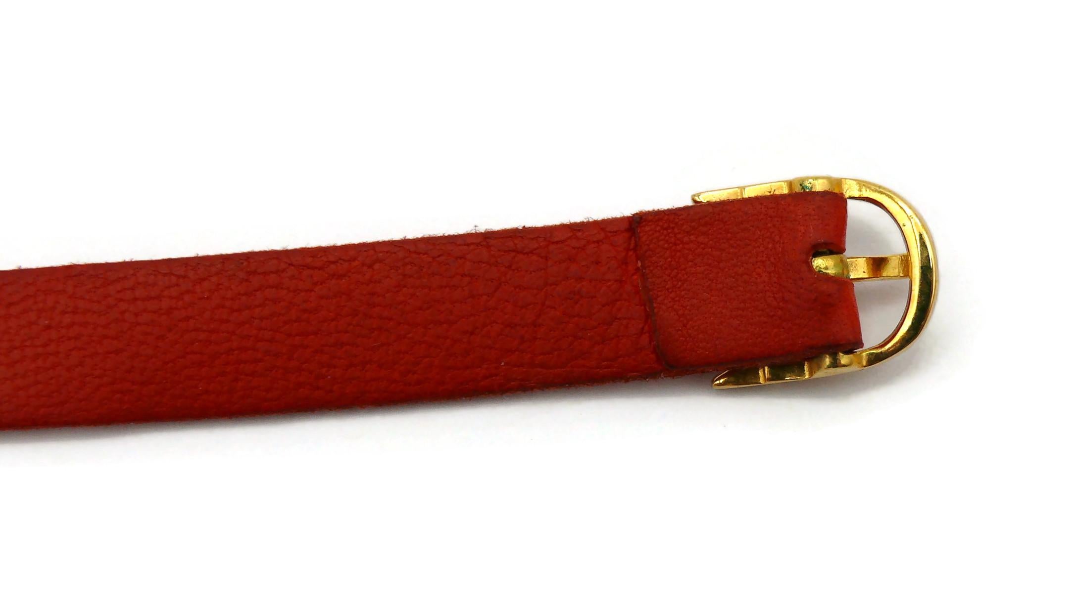 CHRISTIAN DIOR by JOHN GALLIANO Vintage Red Leather & Badges Choker Necklace For Sale 12