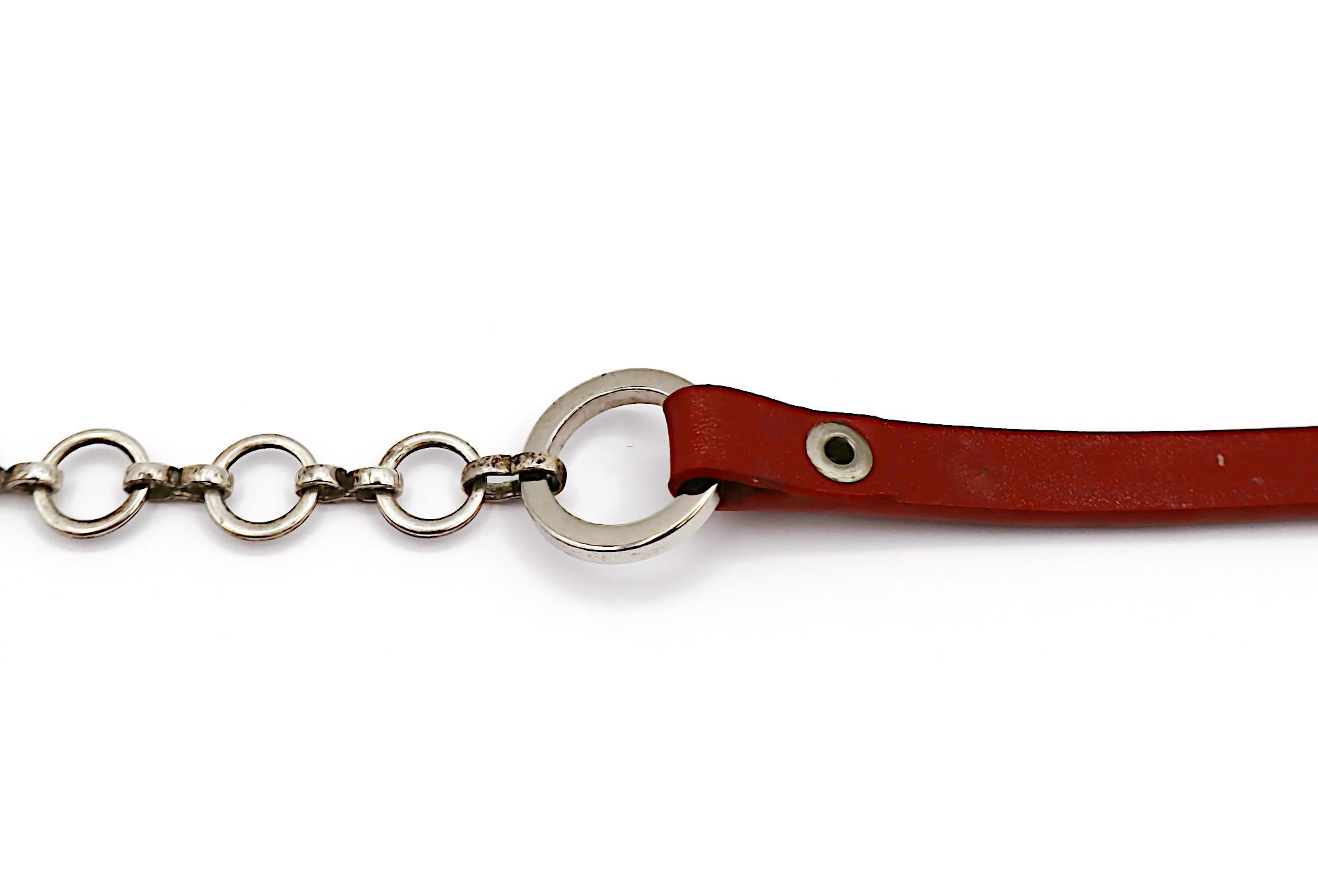 CHRISTIAN DIOR by JOHN GALLIANO Vintage Red Leather Choker Necklace For Sale 7