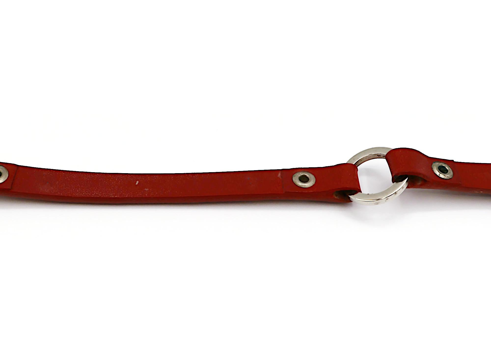 CHRISTIAN DIOR by JOHN GALLIANO Vintage Red Leather Choker Necklace For Sale 8