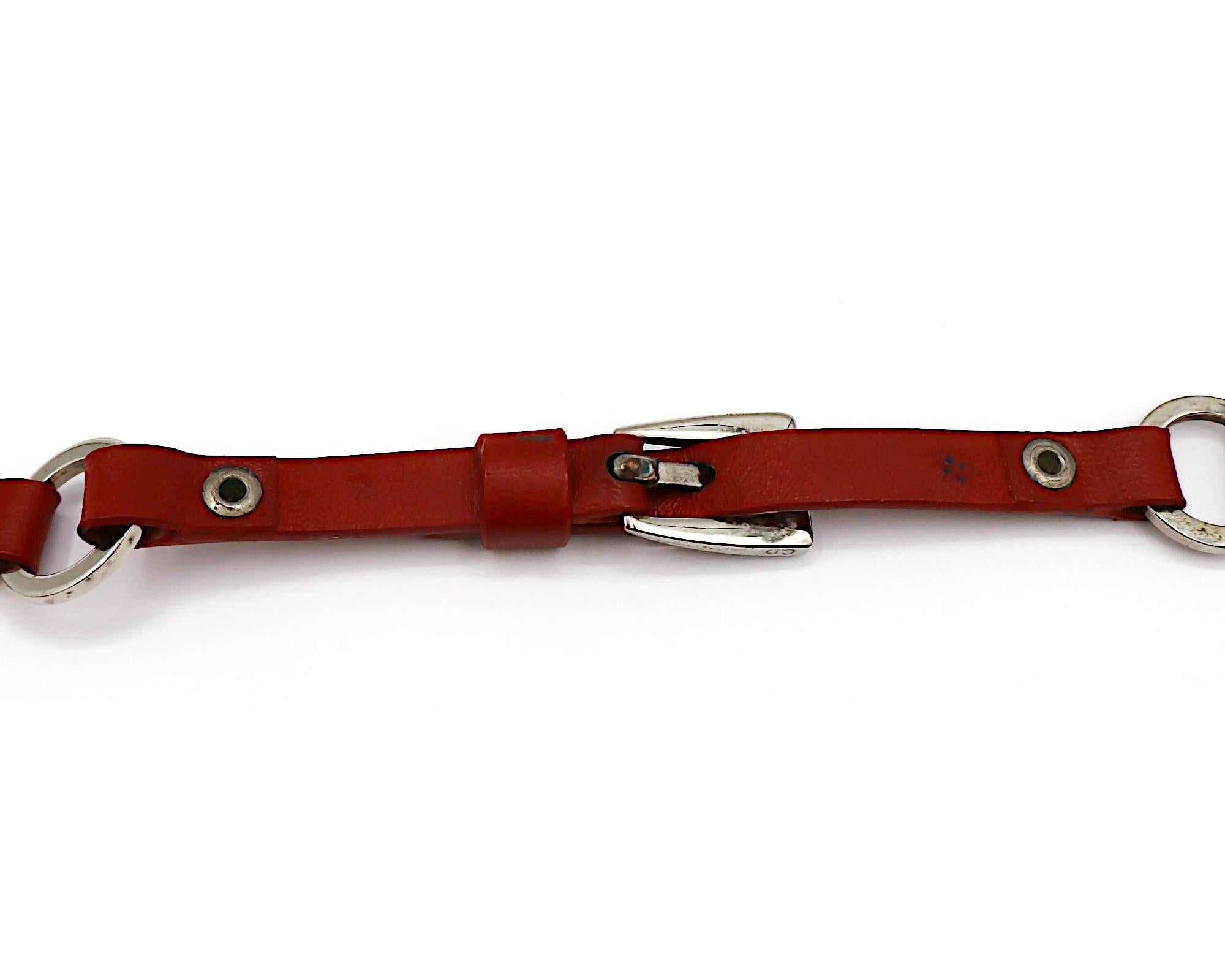 CHRISTIAN DIOR by JOHN GALLIANO Vintage Red Leather Choker Necklace For Sale 9