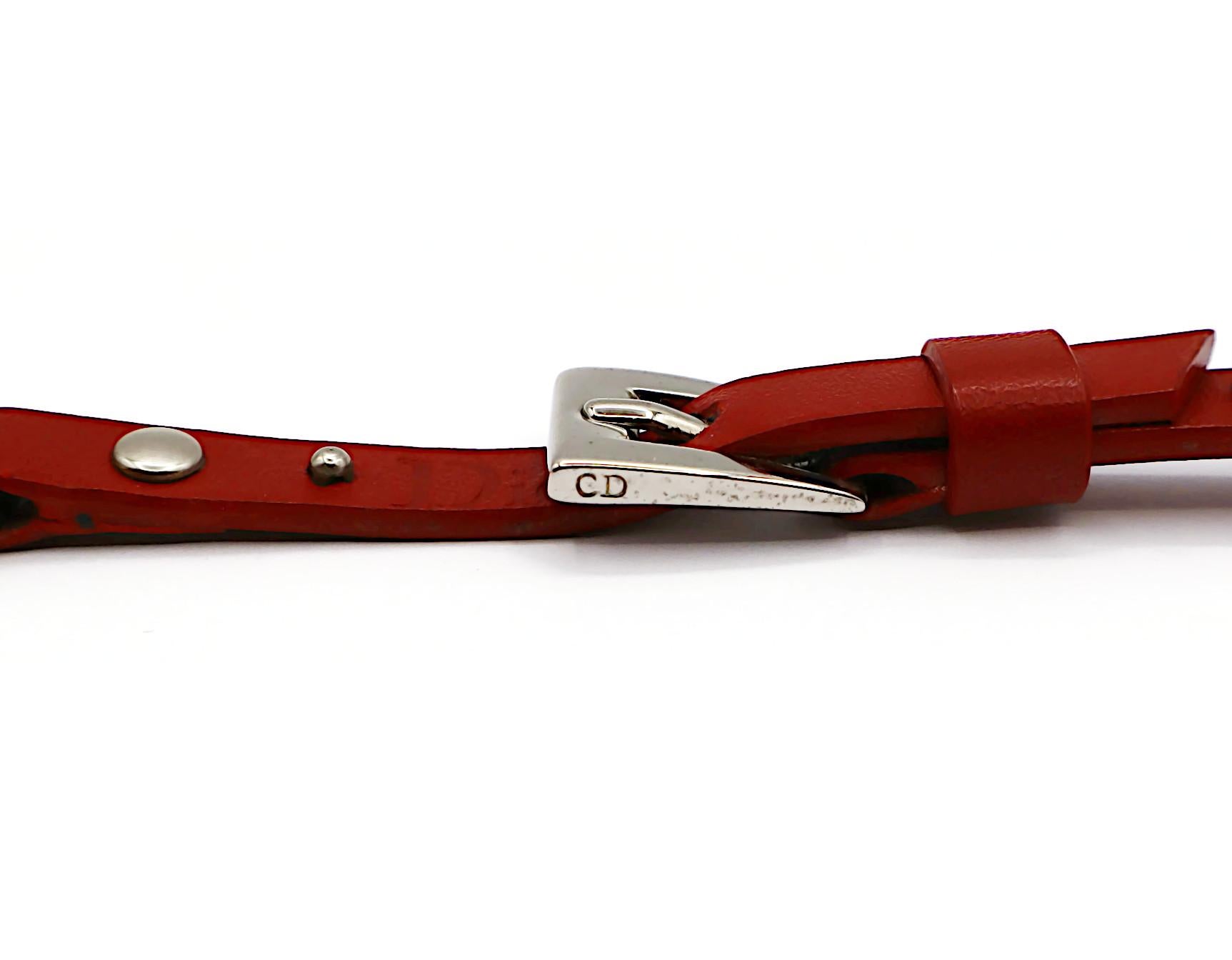 CHRISTIAN DIOR by JOHN GALLIANO Vintage Red Leather Choker Necklace For Sale 13