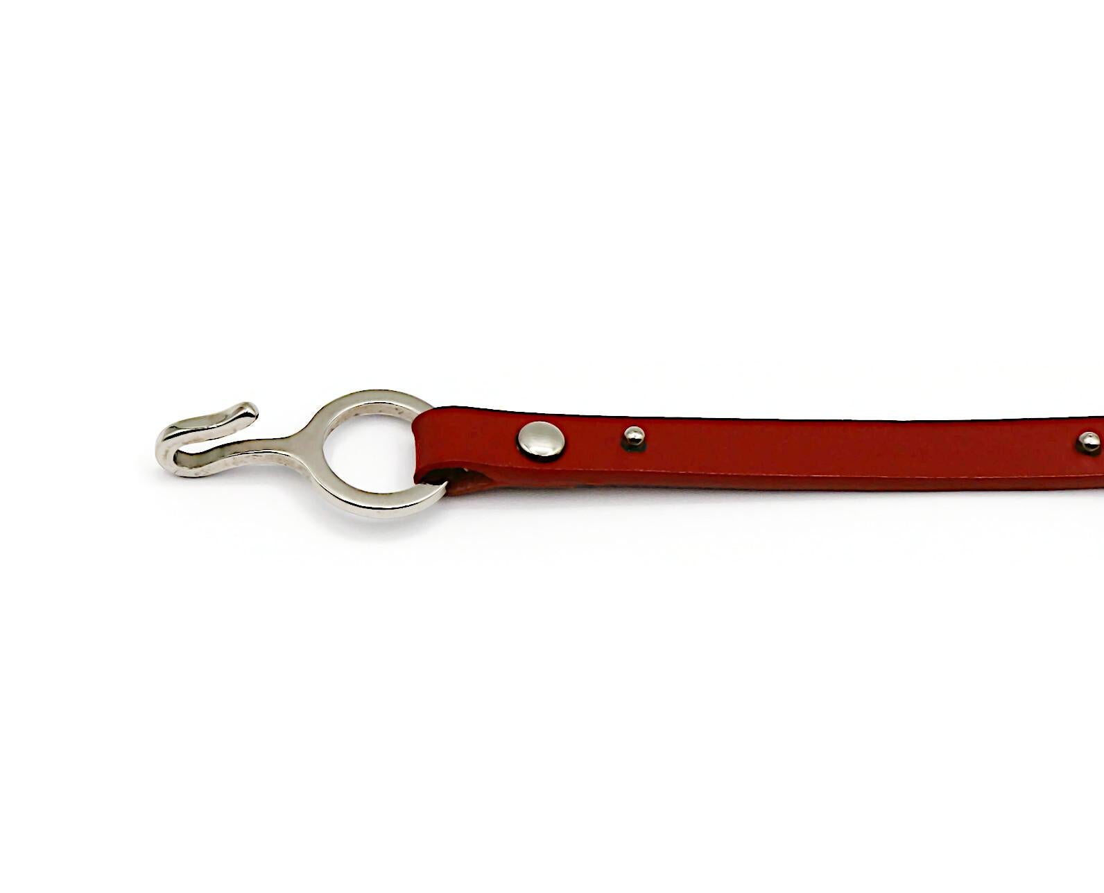Women's CHRISTIAN DIOR by JOHN GALLIANO Vintage Red Leather Choker Necklace For Sale
